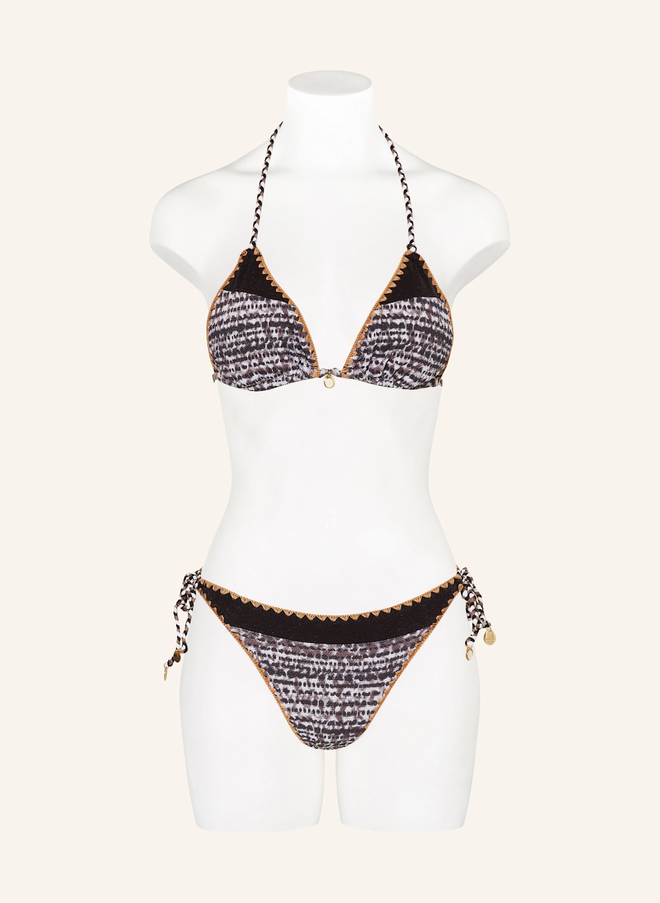 BANANA MOON COUTURE Triangel-Bikini-Top BOSCO KLOKOA mit Glitzergarn: SCHWARZ / TAUPE / HELLGRAU