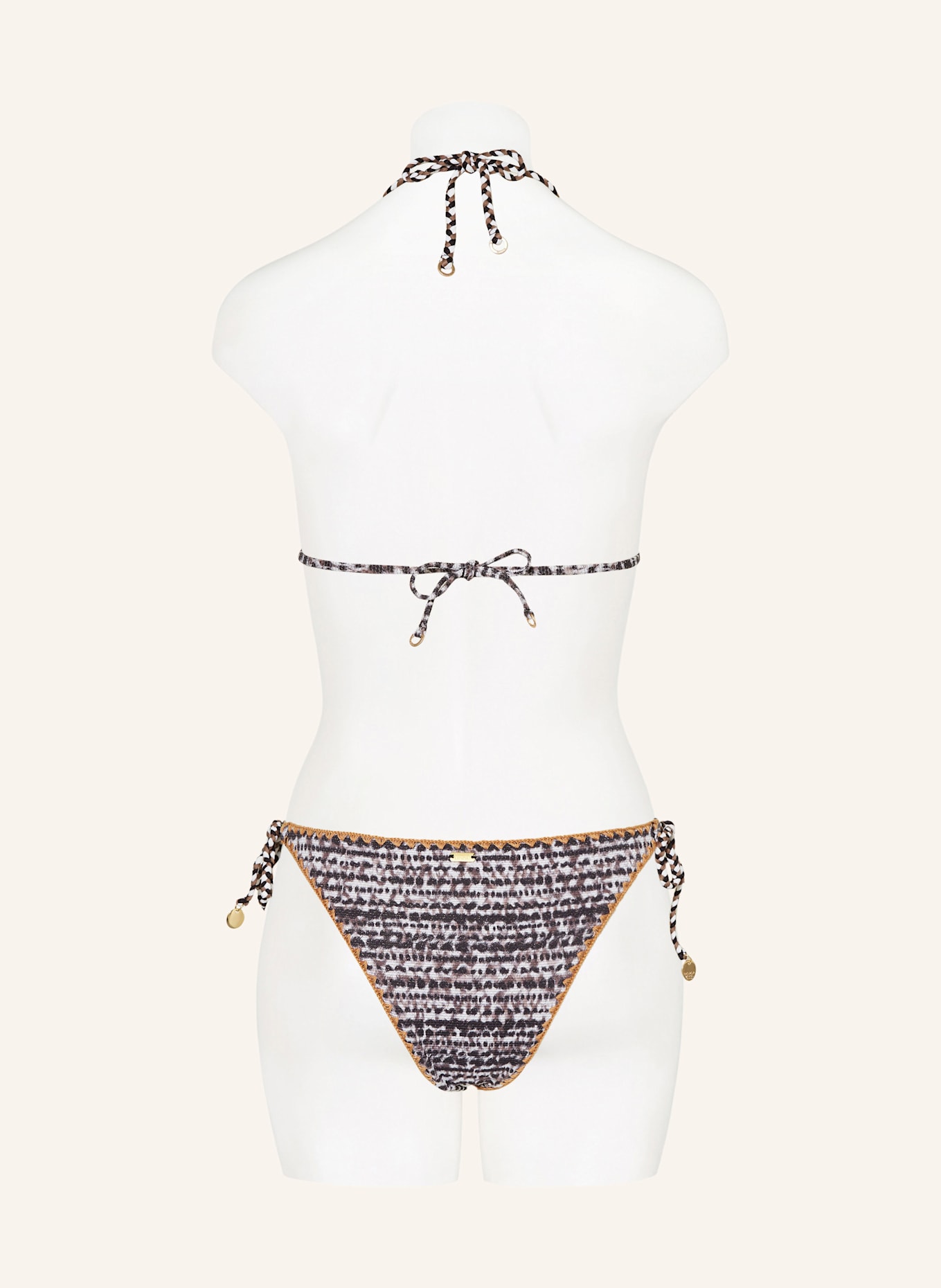 BANANA MOON COUTURE Triangel-Bikini-Top BOSCO KLOKOA mit Glitzergarn: SCHWARZ / TAUPE / HELLGRAU