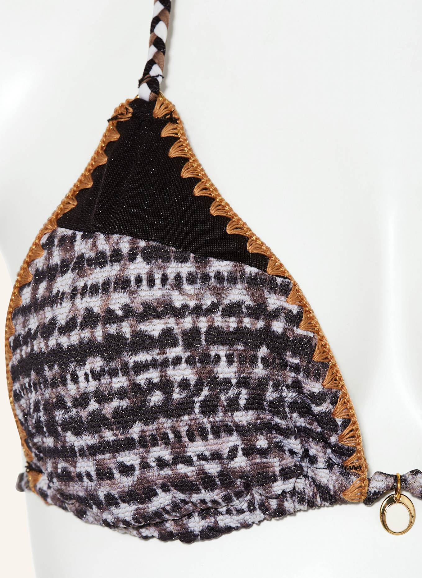 BANANA MOON COUTURE Triangel-Bikini-Top BOSCO KLOKOA mit Glitzergarn: SCHWARZ / TAUPE / HELLGRAU