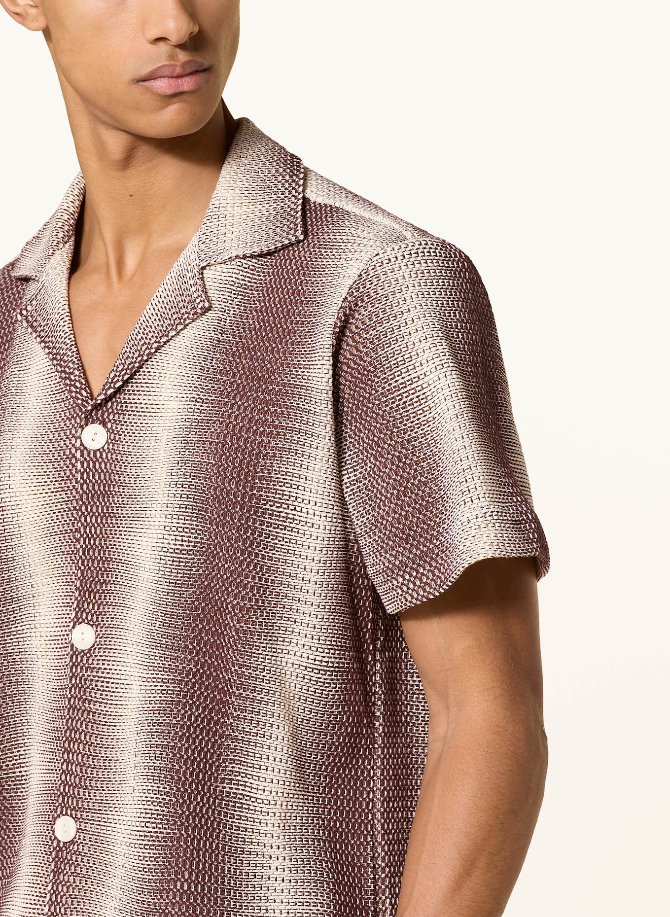 OAS Resorthemd MERLOT ECHO Comfort Fit: CREME / DUNKELBRAUN