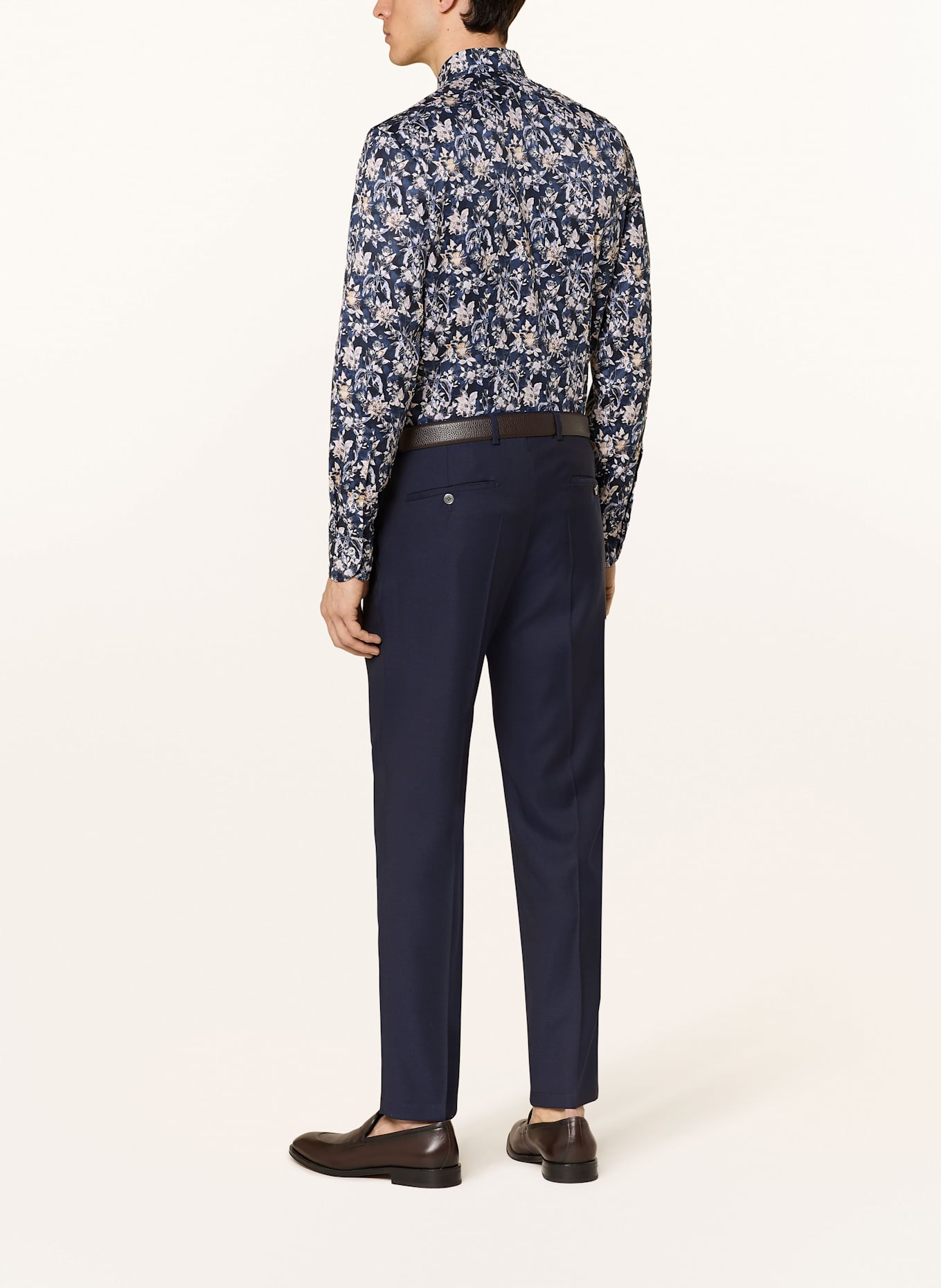 OLYMP SIGNATURE Hemd tailored fit: DUNKELBLAU / ECRU / BRAUN