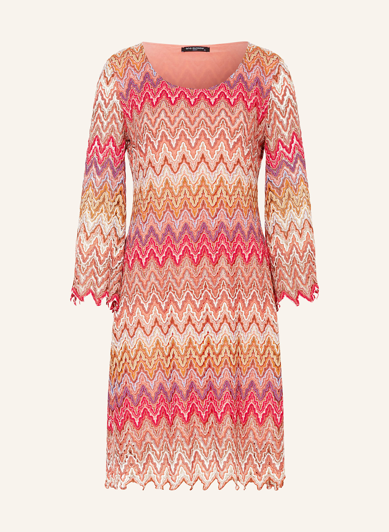 Ana Alcazar Häkelkleid mit Glitzergarn: LACHS / BRAUN / KHAKI