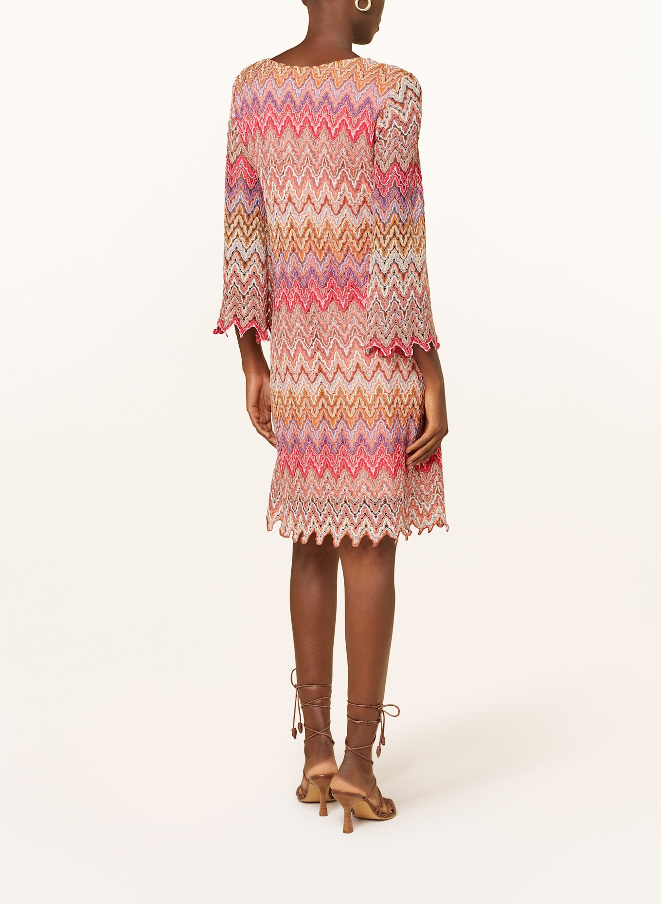 Ana Alcazar Häkelkleid mit Glitzergarn: LACHS / BRAUN / KHAKI