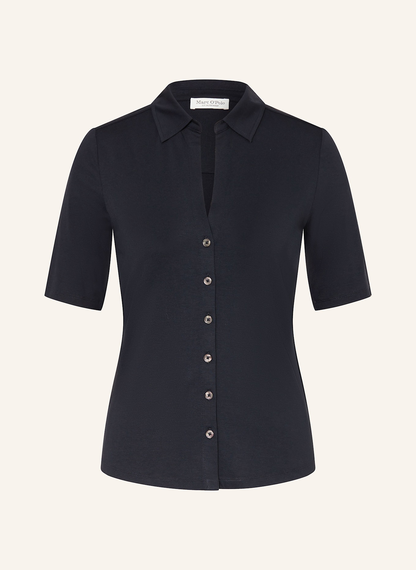 Marc O'Polo Hemdbluse aus Jersey: DUNKELBLAU