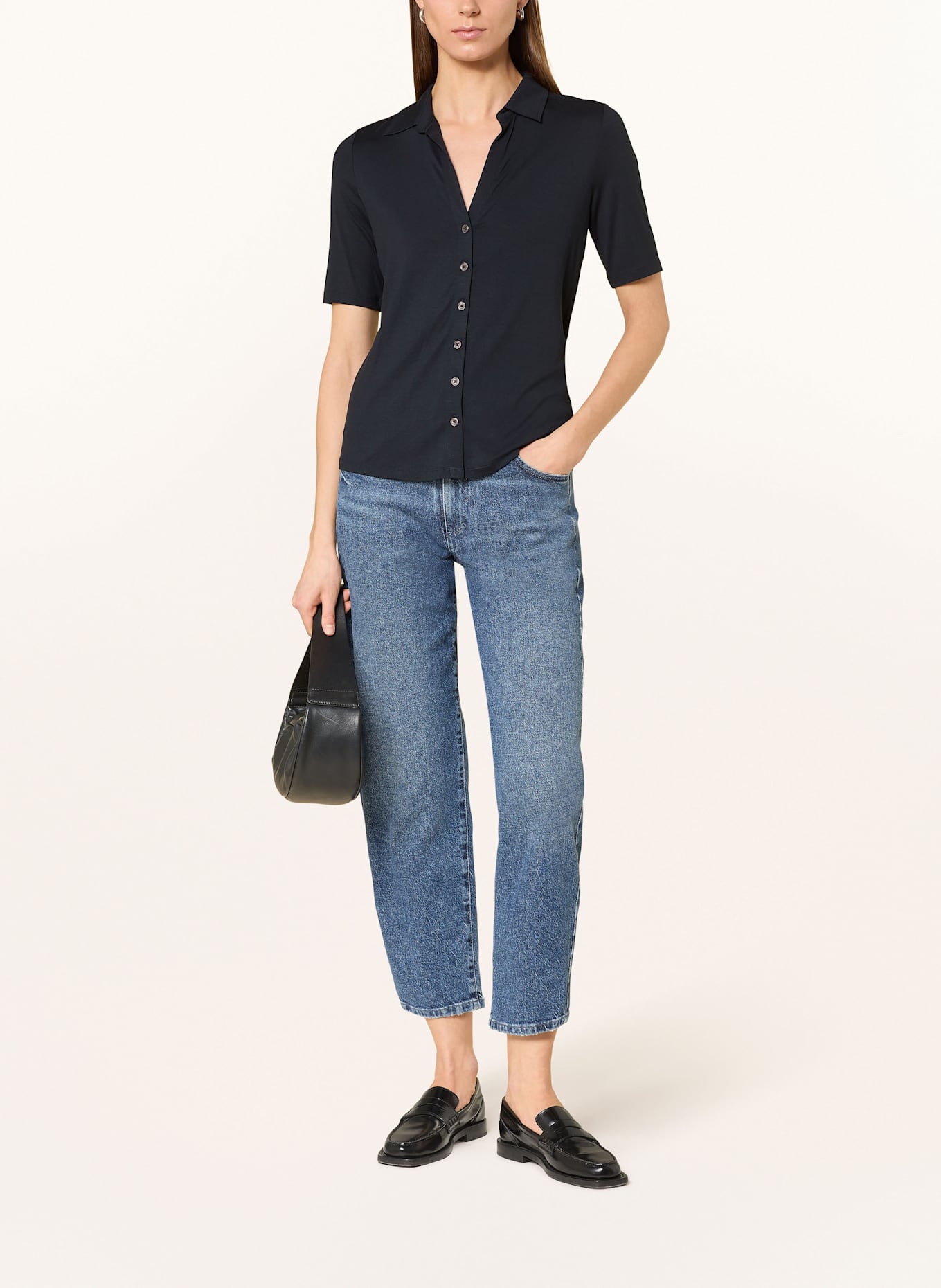 Marc O'Polo Hemdbluse aus Jersey: DUNKELBLAU