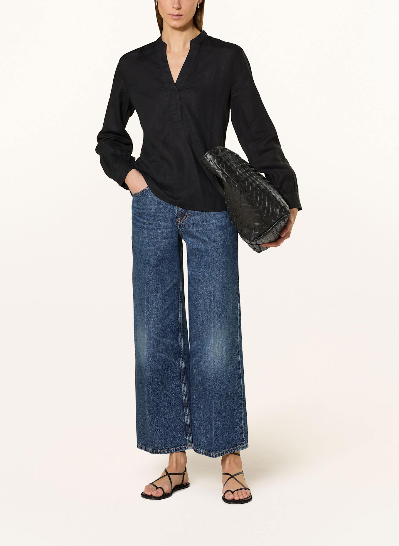 Marc O'Polo Blusenshirt aus Leinen: SCHWARZ