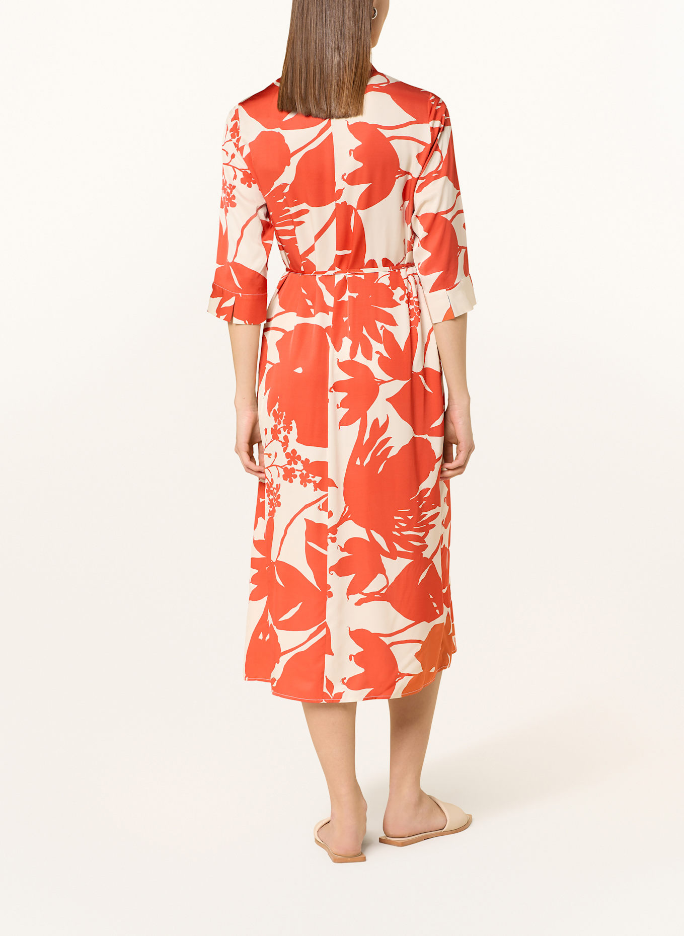 Marc O'Polo Hemdblusenkleid aus Satin mit 3/4-Arm: ORANGE / CREME