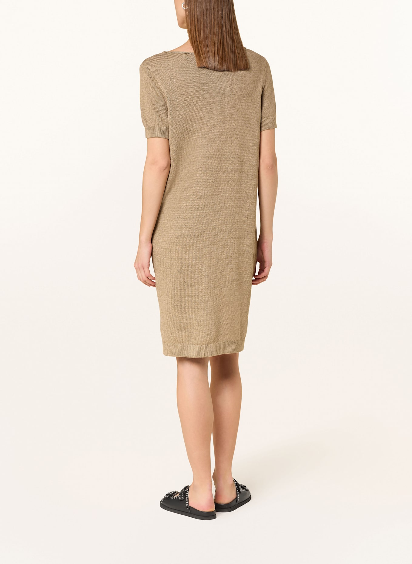 Marc O'Polo Strickkleid mit Leinen: HELLBRAUN