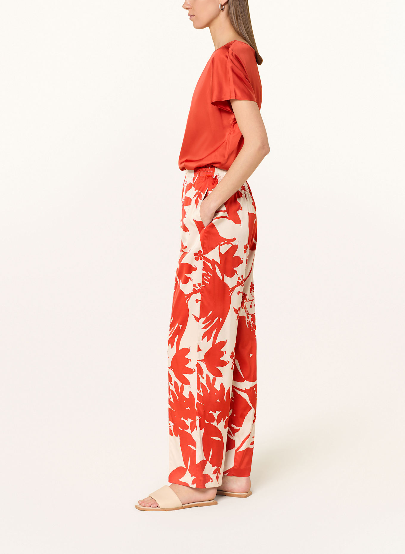 Marc O'Polo Pants in jogger style: ECRU/ ORANGE