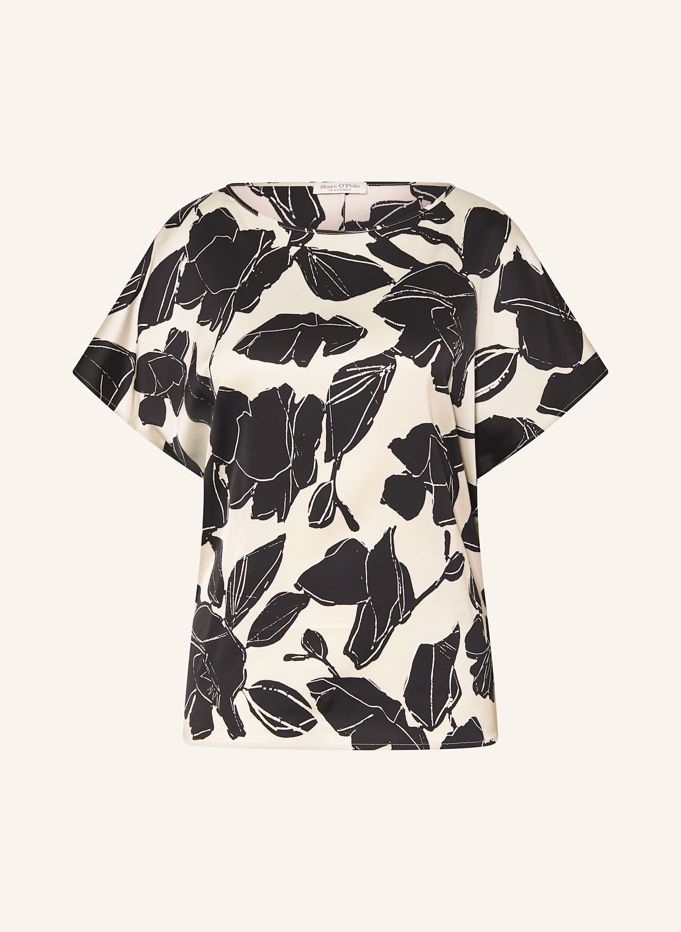 Marc O'Polo Shirt blouse in satin: ECRU / BLACK