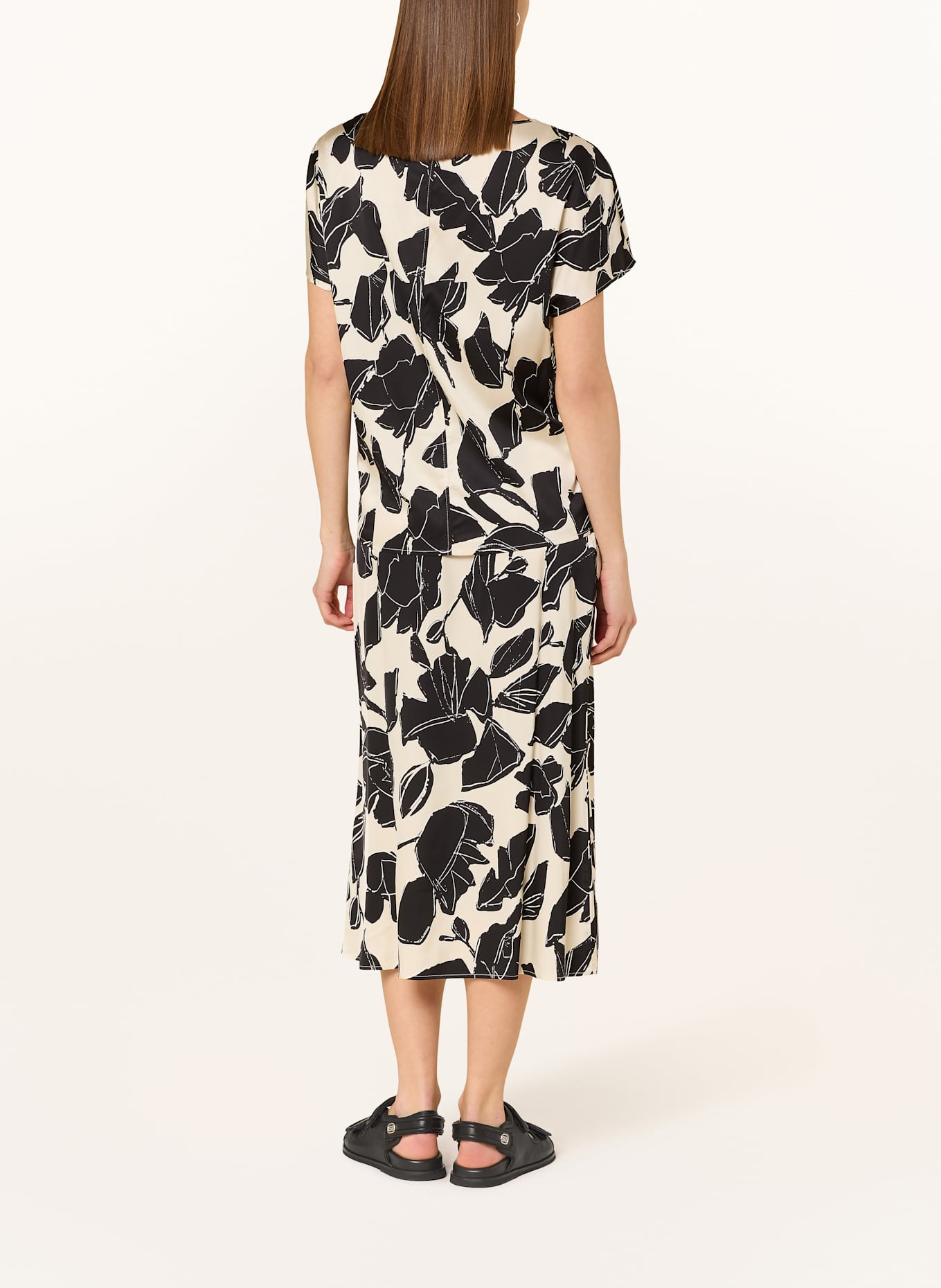 Marc O'Polo Shirt blouse in satin: ECRU / BLACK