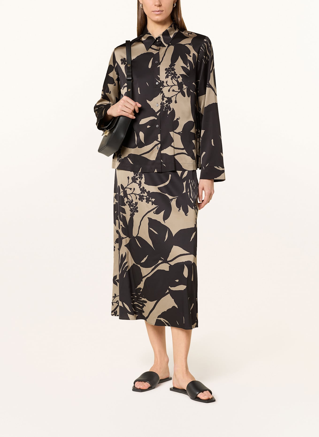 Marc O'Polo Satin skirt: TAUPE / BLACK