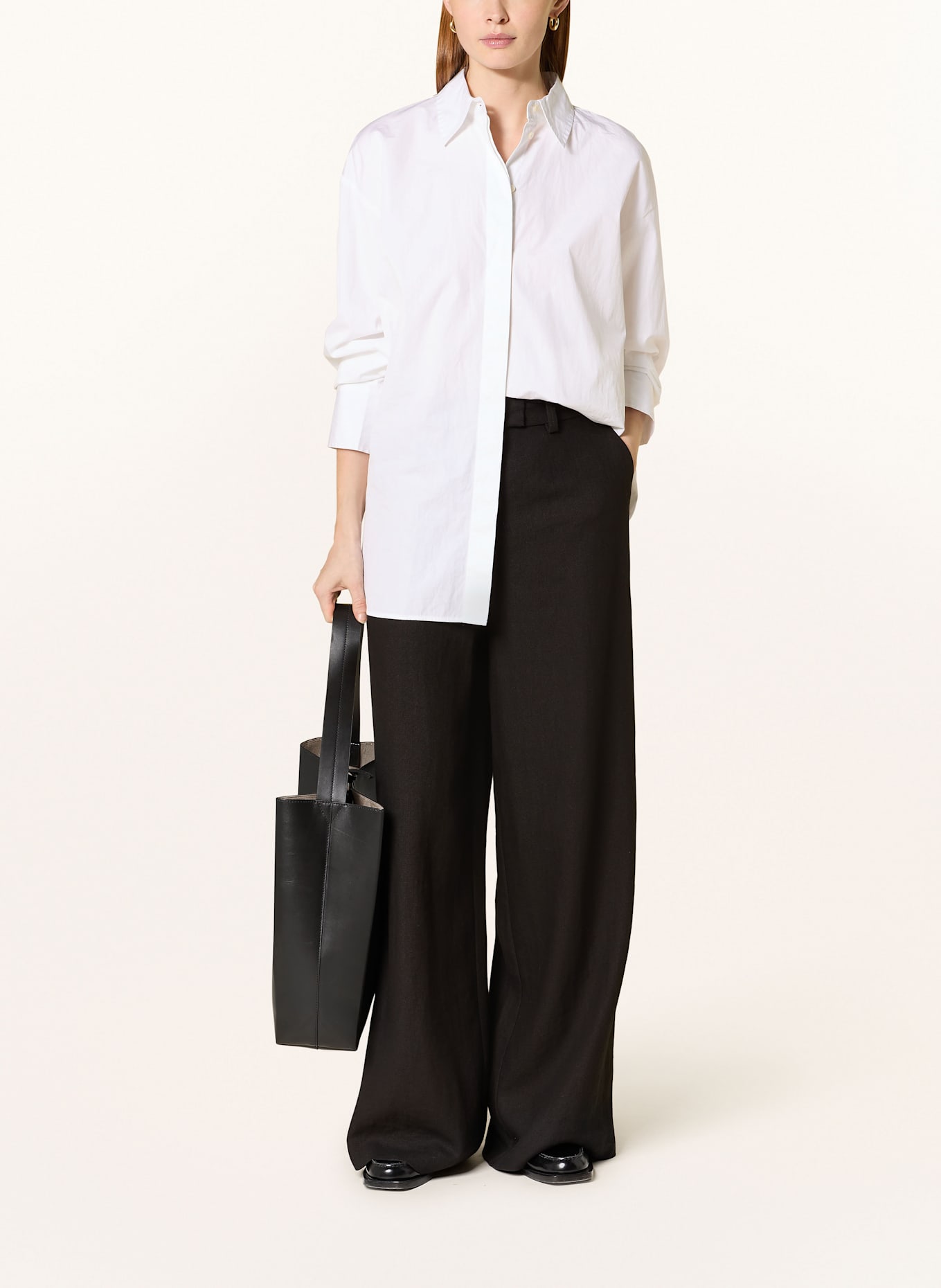 Marc O'Polo Marlenehose mit Leinen: SCHWARZ