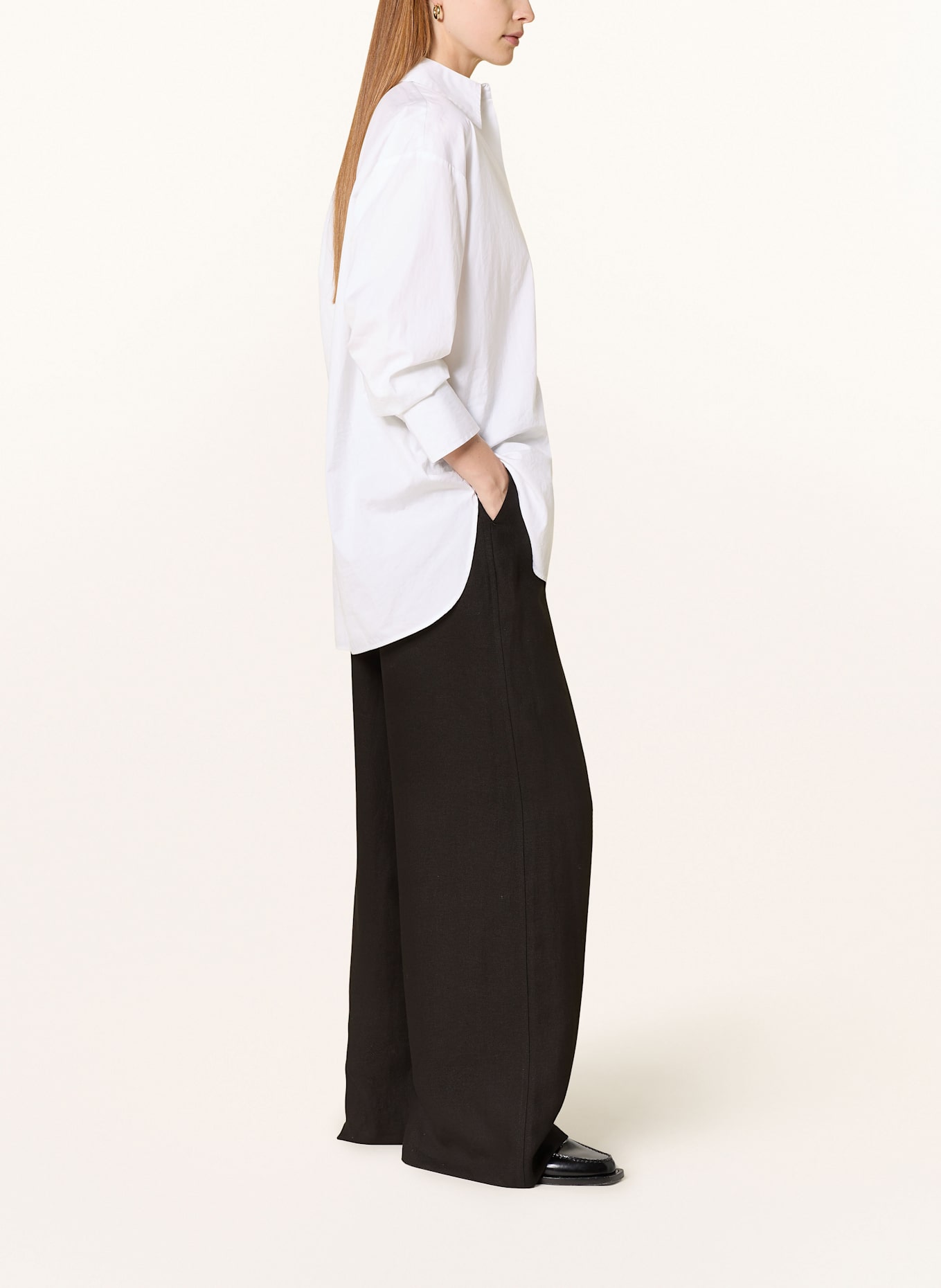 Marc O'Polo Marlenehose mit Leinen: SCHWARZ