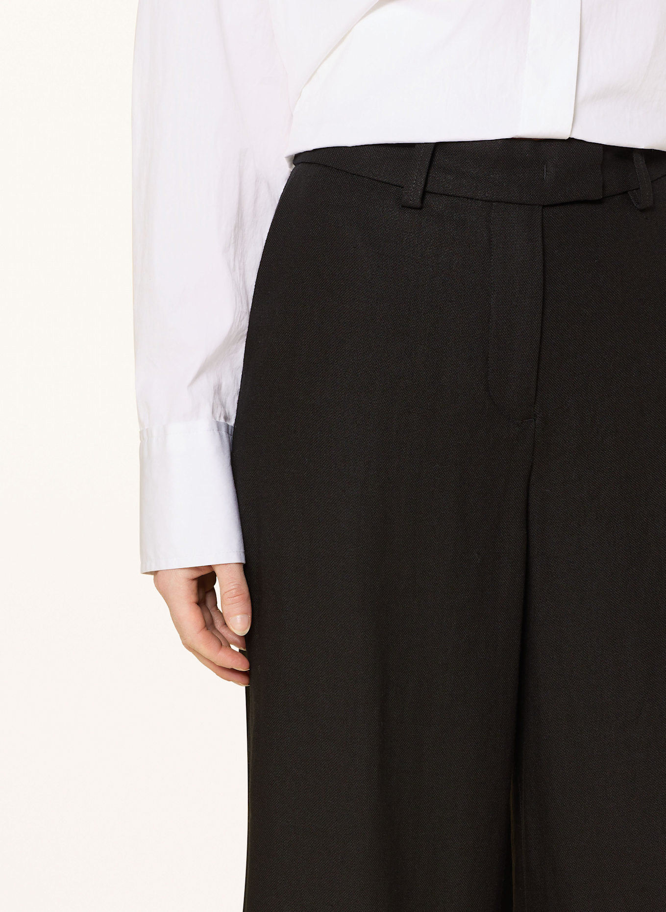 Marc O'Polo Marlenehose mit Leinen: SCHWARZ