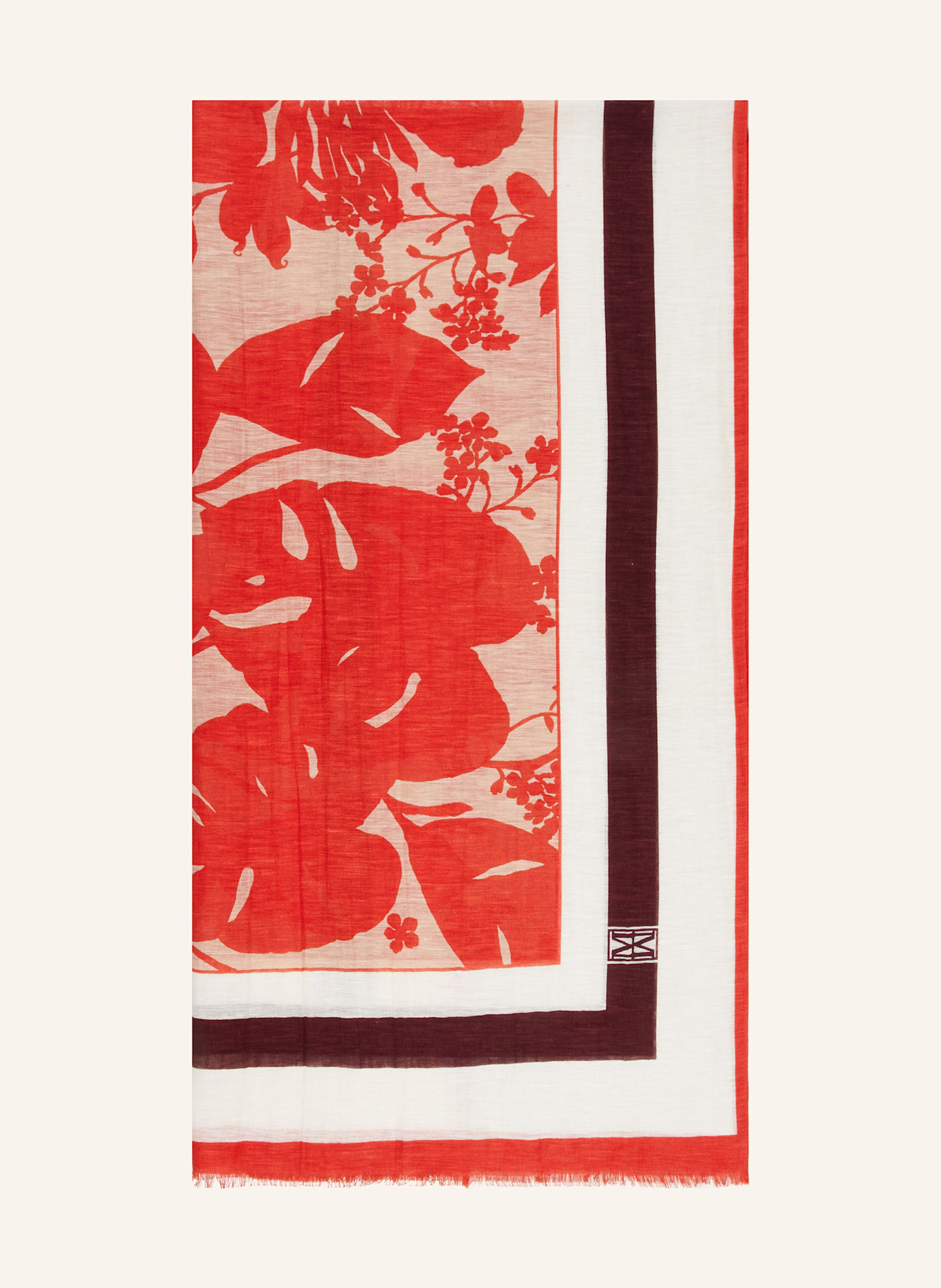 Marc O'Polo Scarf with linen: WHITE / RED / DARK RED