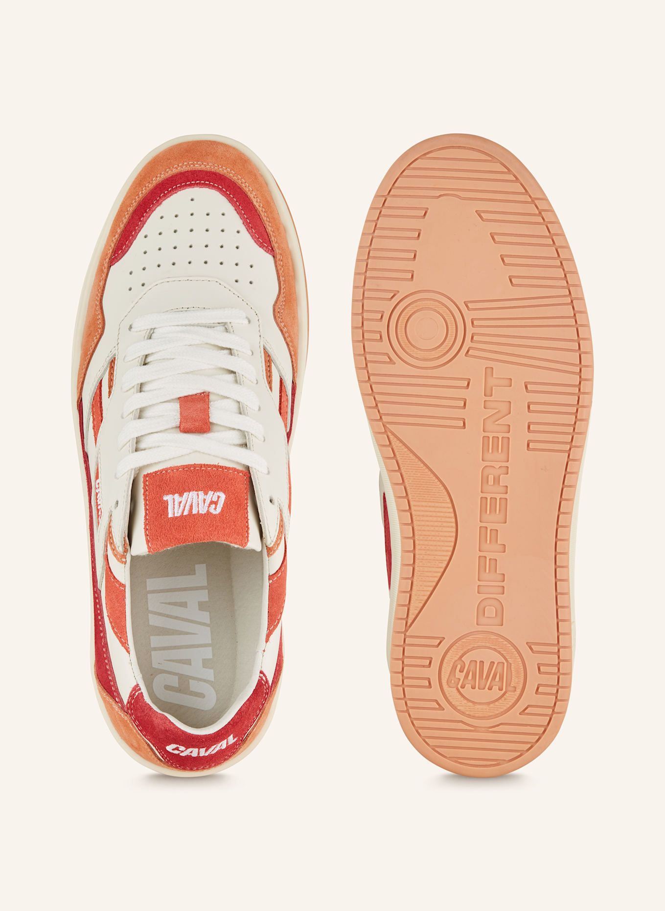 CAVAL Sneaker PLAYGROUND: CREME/ ROT/ ORANGE