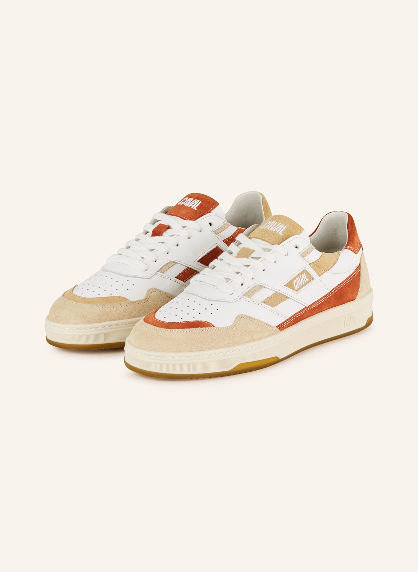 CAVAL Sneakers PLAYGROUND: WHITE / DARK ORANGE / LIGHT BROWN