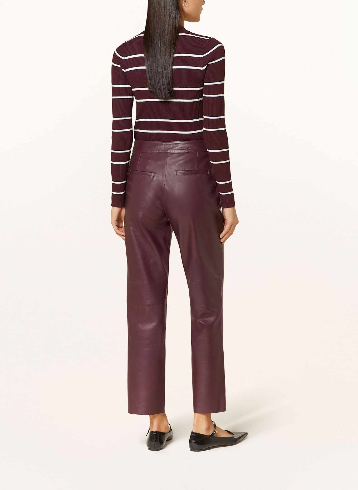 Y.A.S. pantalon en cuir: ROUGE FONCÉ