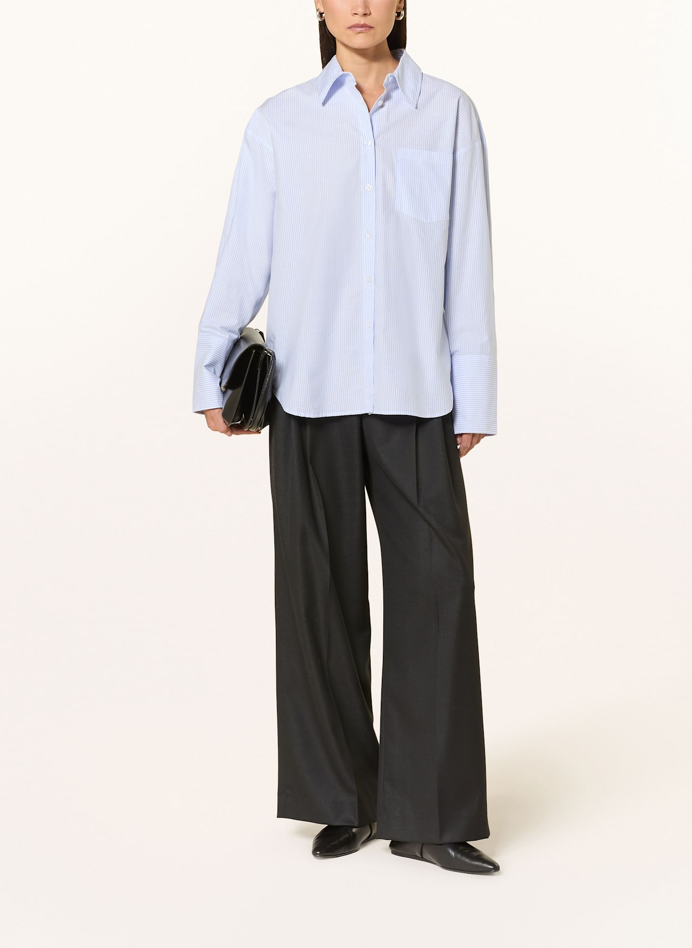 LADNERI Shirt blouse ST. GERMAIN OXFORD: WHITE / LIGHT BLUE