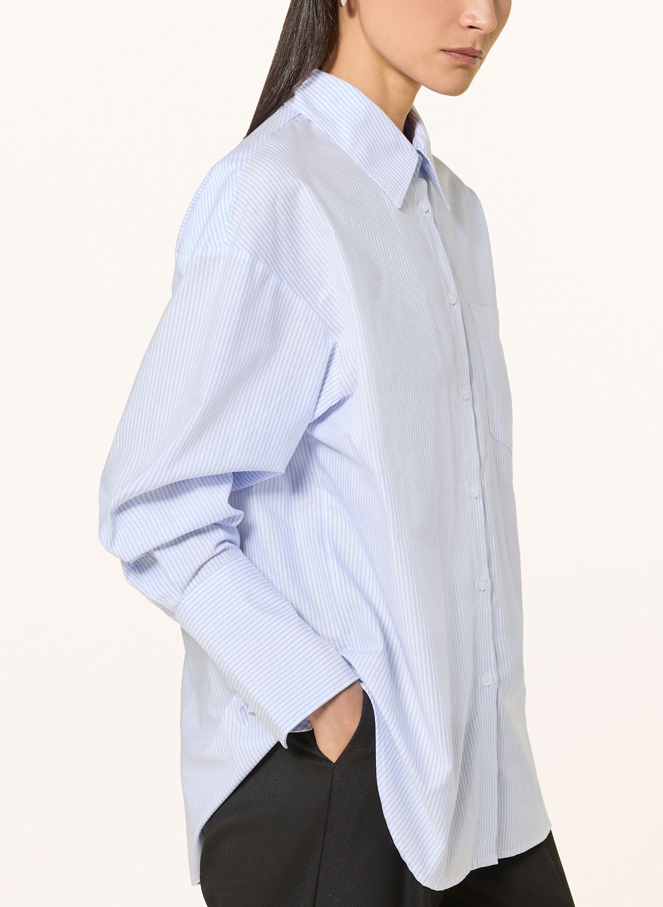LADNERI Shirt blouse ST. GERMAIN OXFORD: WHITE / LIGHT BLUE