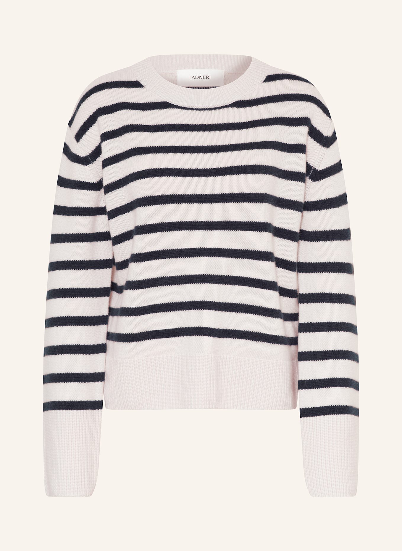 LADNERI Cashmere sweater GRIMAUD: WHITE/ DARK BLUE
