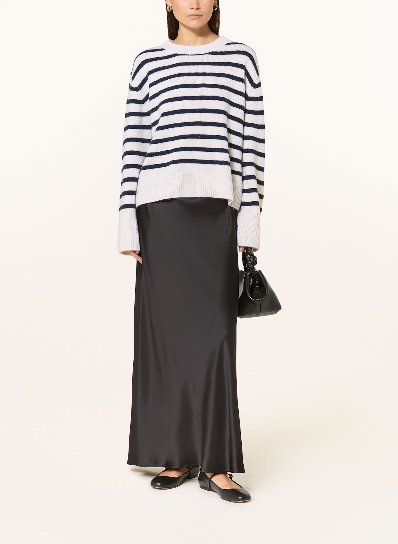 LADNERI Cashmere sweater GRIMAUD: WHITE/ DARK BLUE
