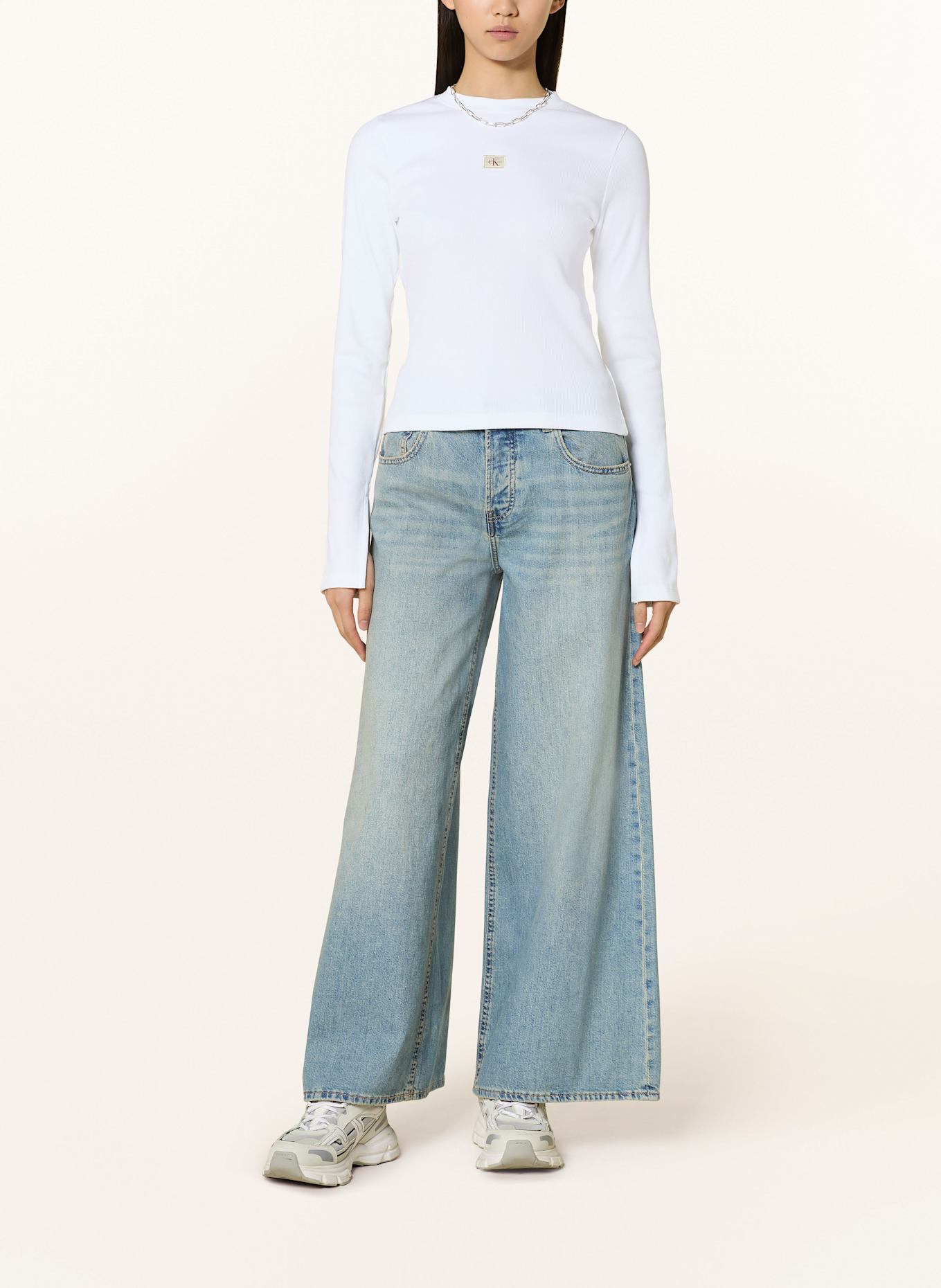 calvin свитеры Klein Jeans Tričko s dlouhým rukávem: BÍLÁ