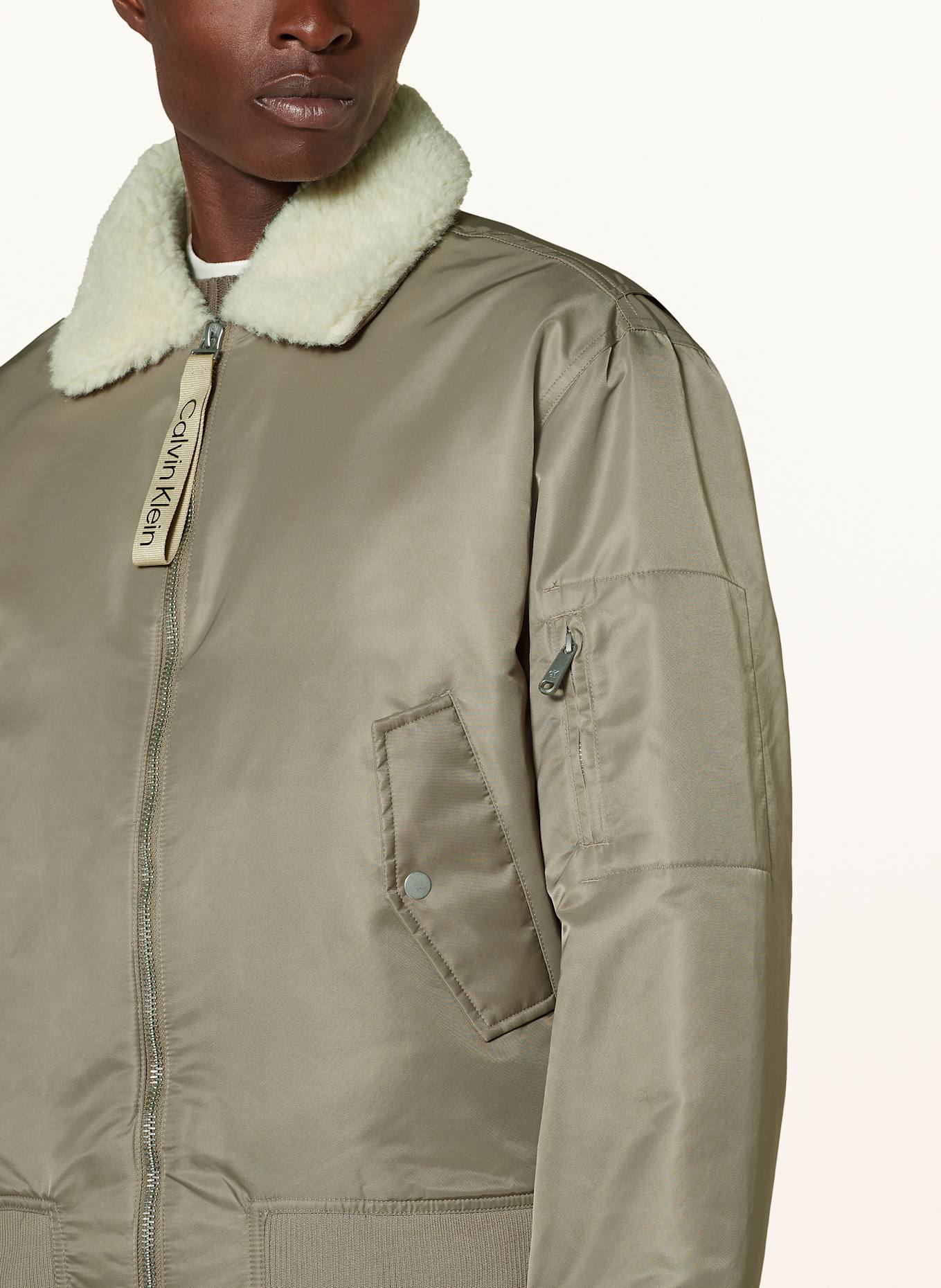 Calvin Klein Jeans Bomber jacket with teddy in khaki/ brown
