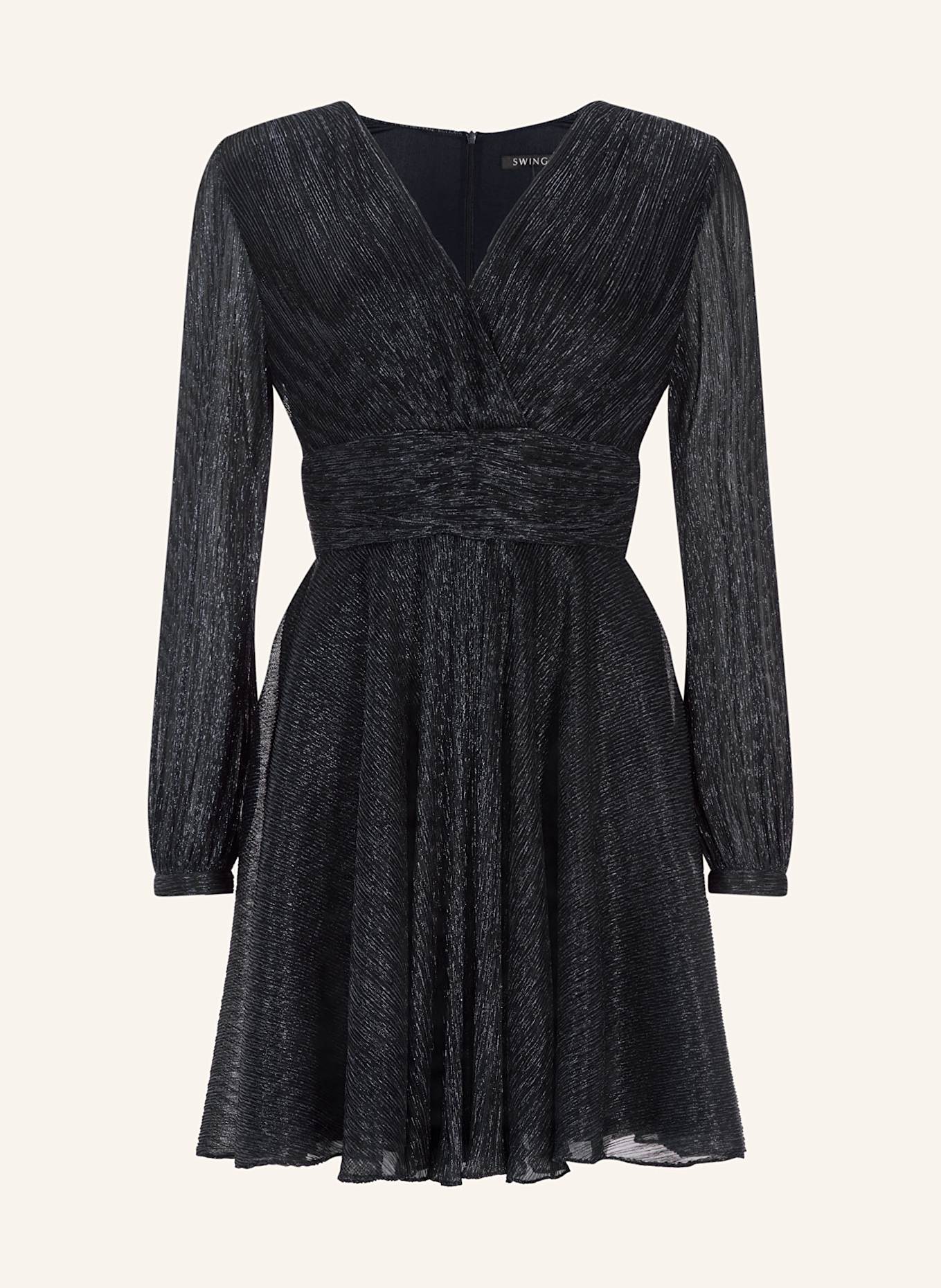 SWING Koktejlové šaty s třpytivou přízí: TMAVĚ MODRÁ
