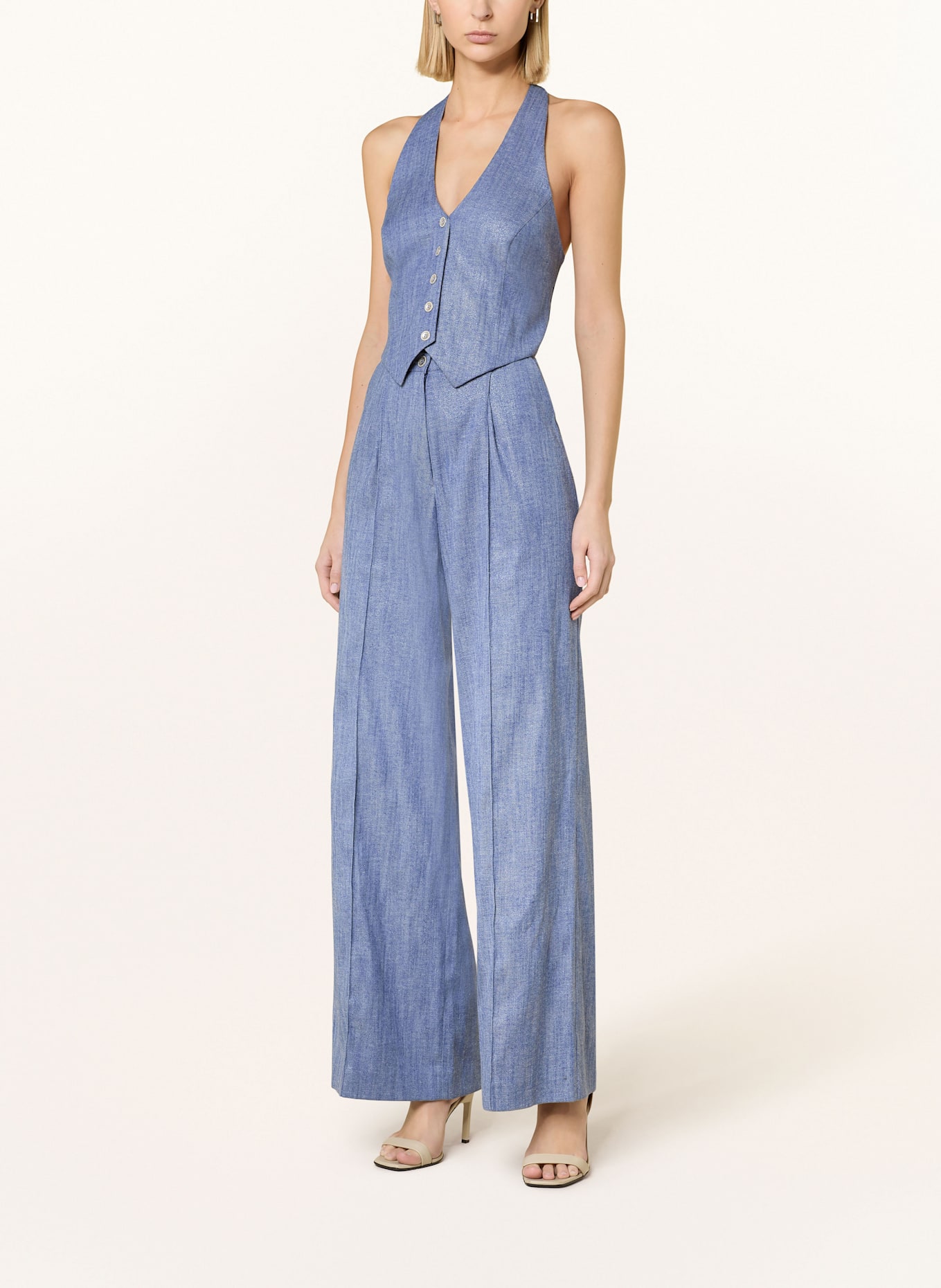 SWING Overal v džínovém stylu s třpytivou přízí: 334 future blue