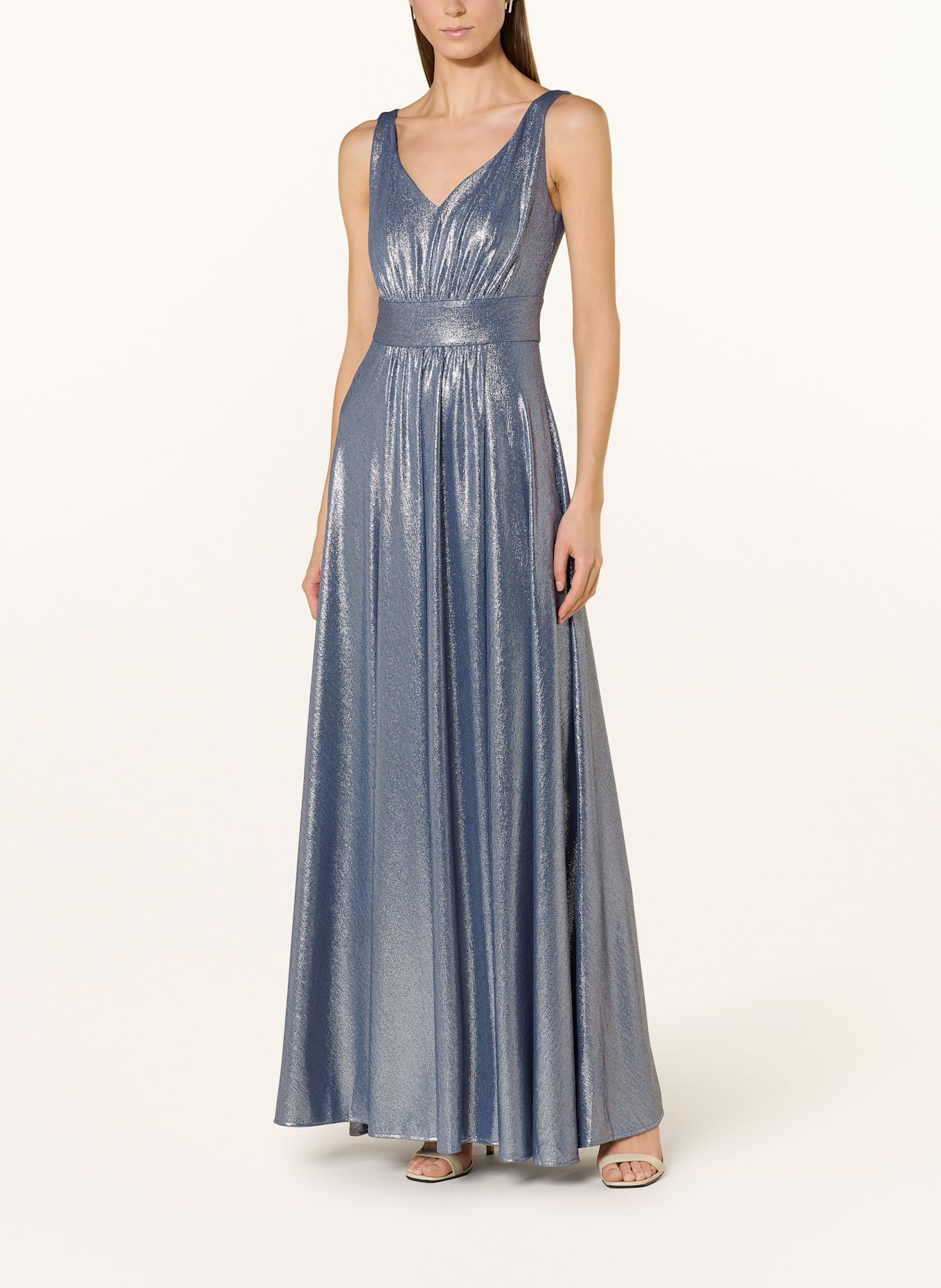 SWING Abendkleid mit Glitzergarn: BLAU/ SILBER