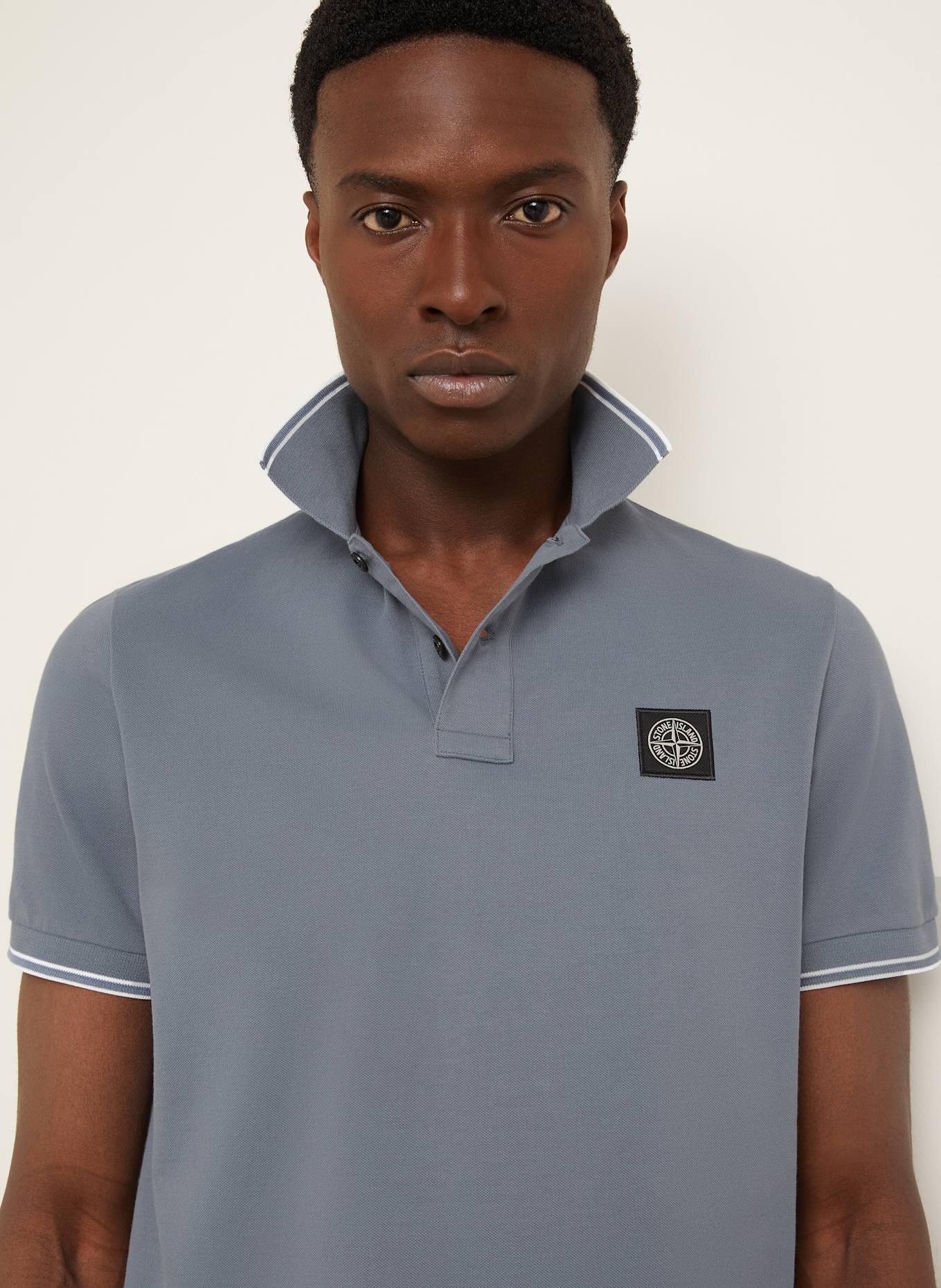 STONE ISLAND Koszulka polo z piki slim fit: SZARONIEBIESKI