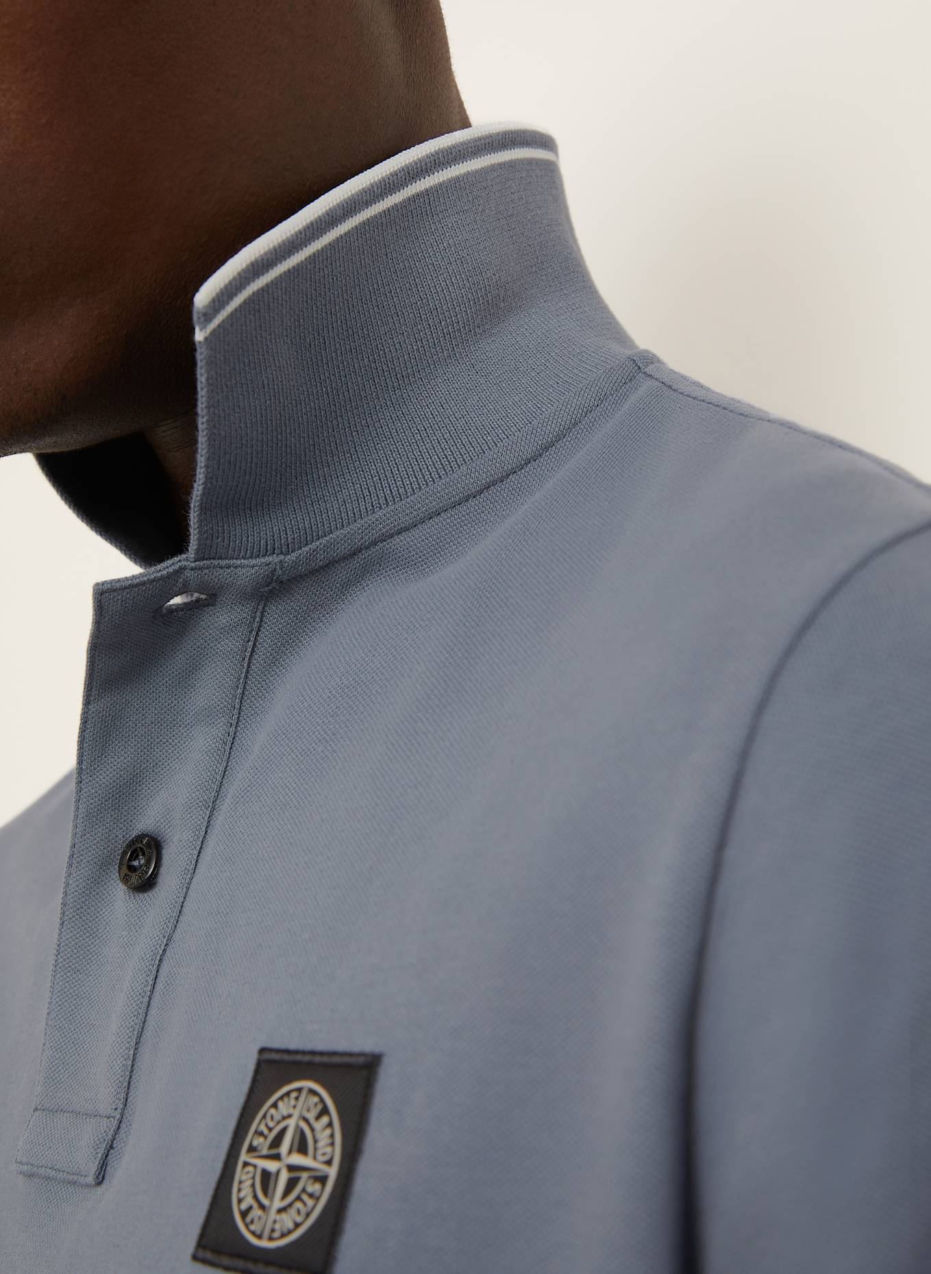 STONE ISLAND Koszulka polo z piki slim fit: SZARONIEBIESKI