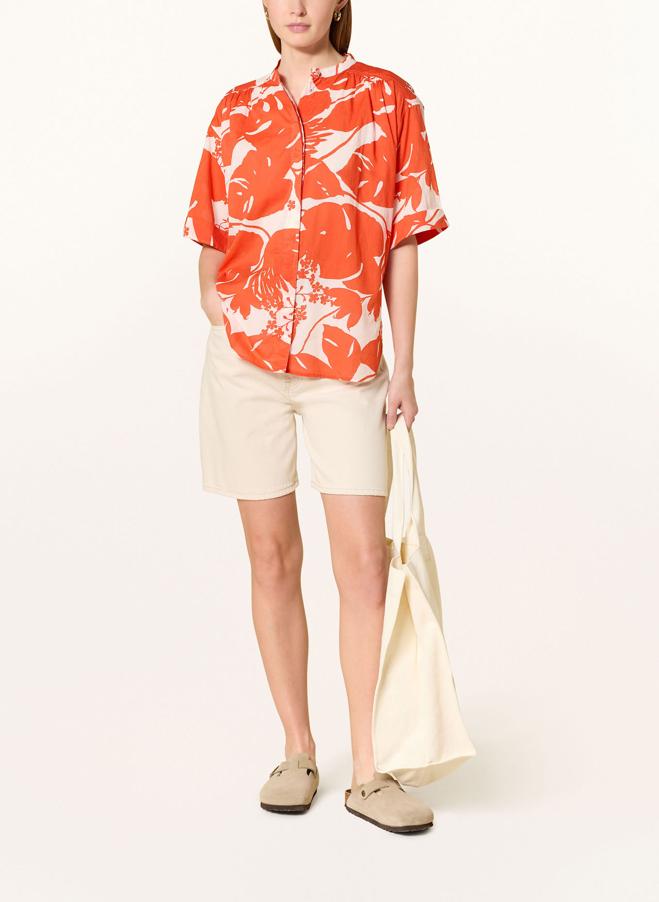 Marc O'Polo Hemdbluse: ORANGE / WEISS