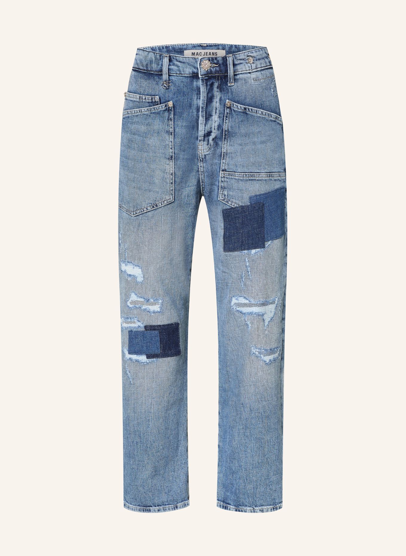 MAC Destroyed Jeans BAGGY: D513 patched destroyed mid blu