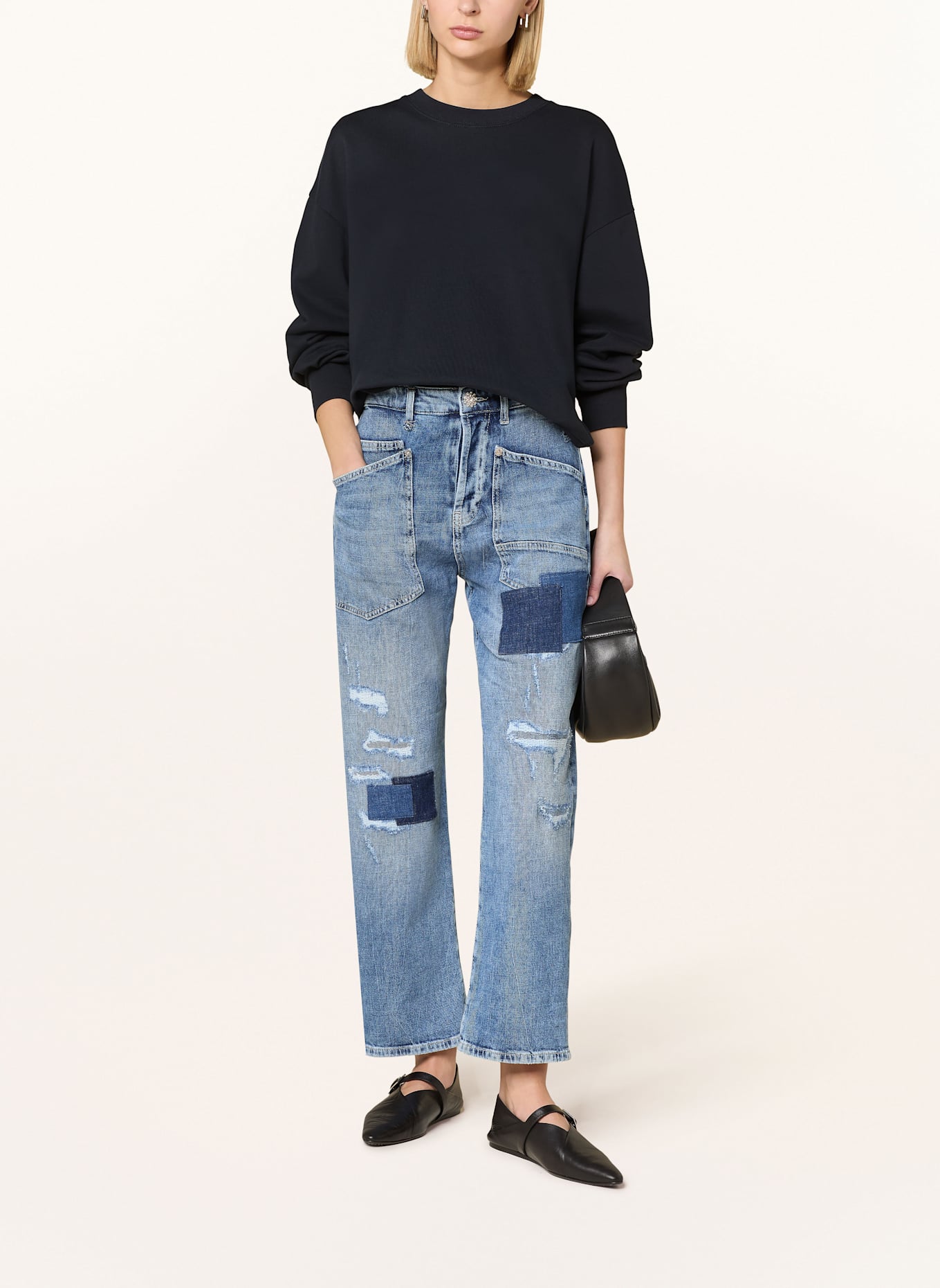 MAC Destroyed Jeans BAGGY: D513 patched destroyed mid blu