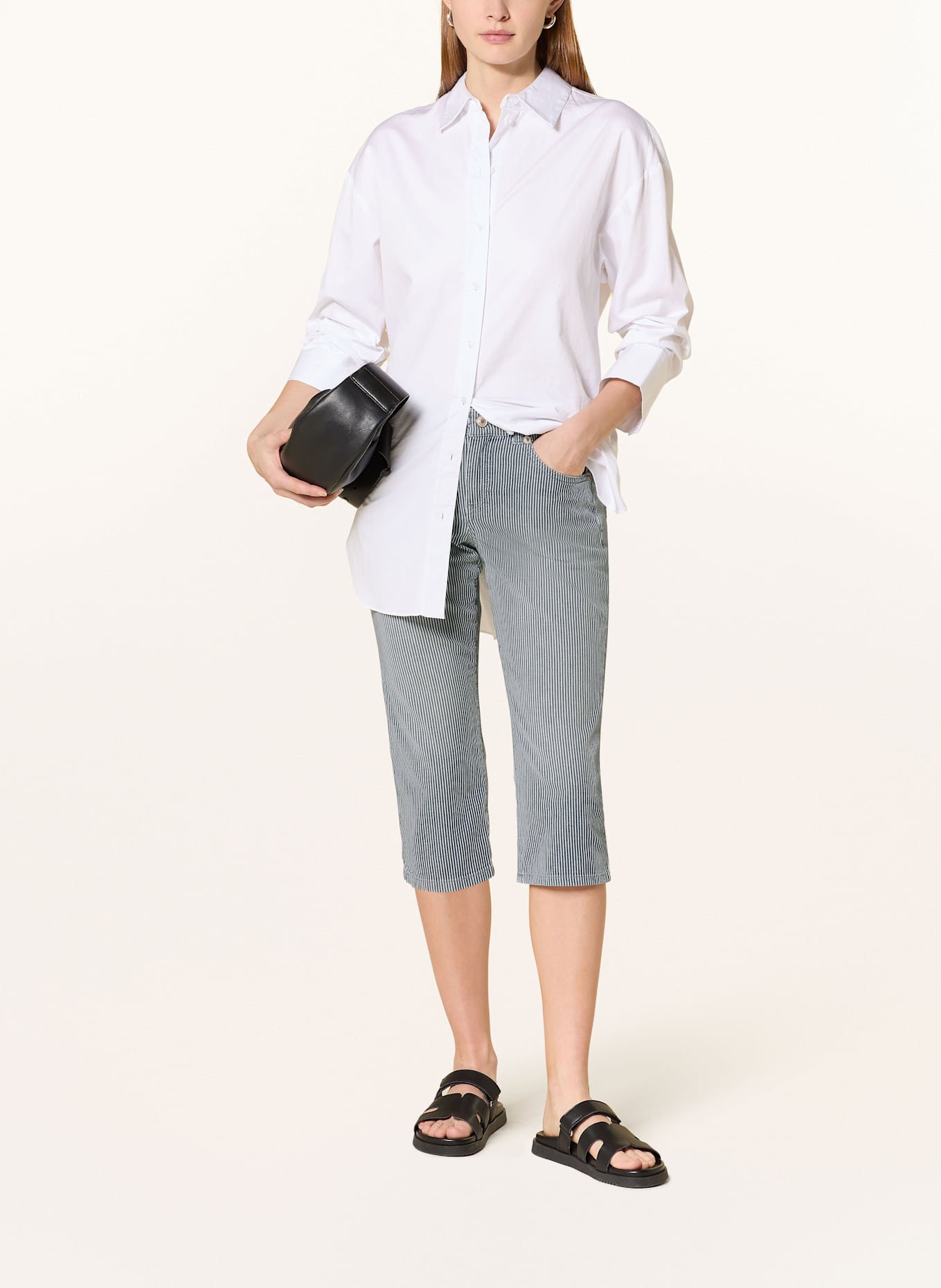 MAC 3/4 jeans CAPRI: DARK BLUE / WHITE