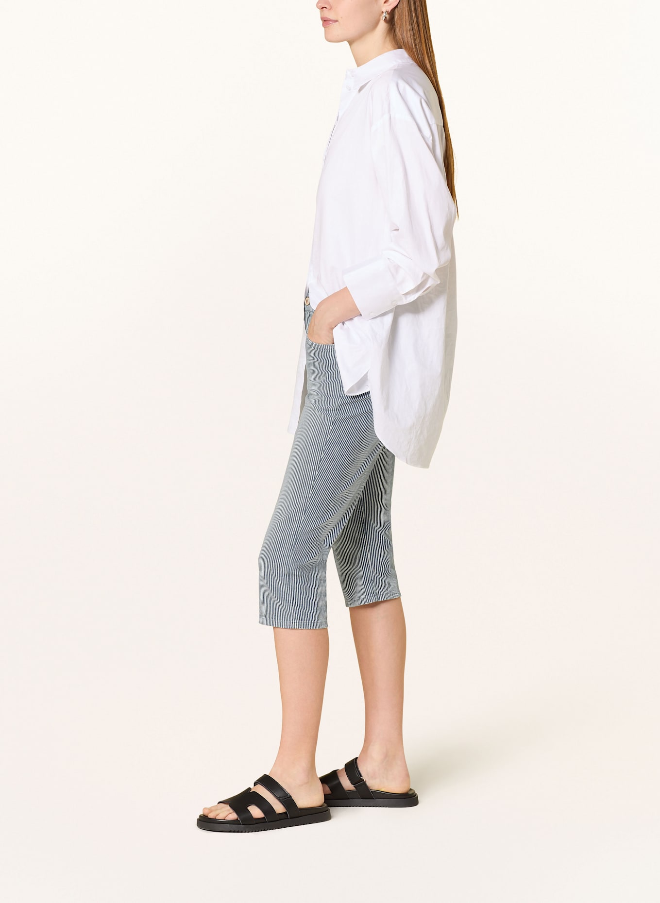 MAC 3/4 jeans CAPRI: DARK BLUE / WHITE