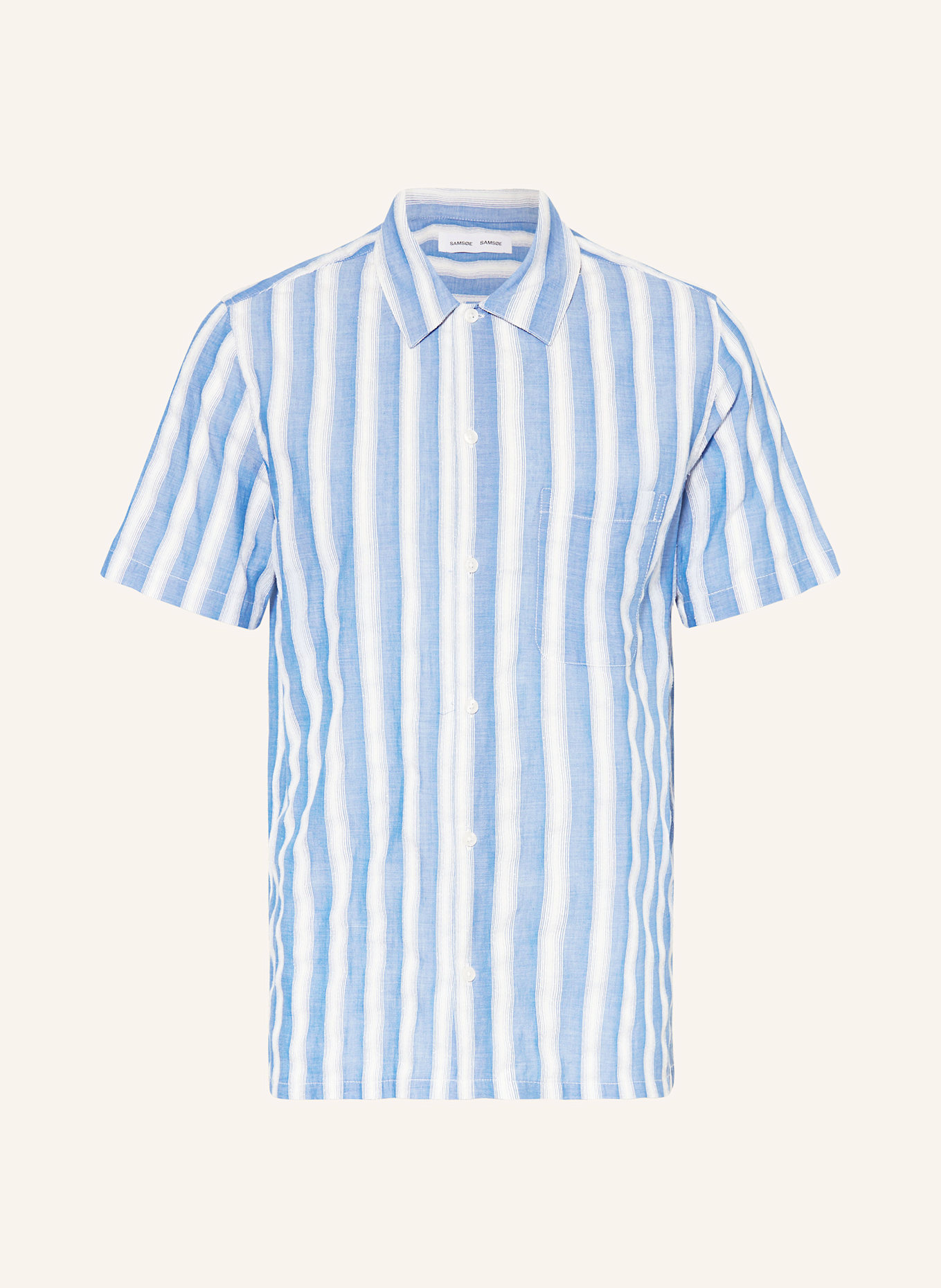 SAMSØE  SAMSØE Kurzarm-Hemd SAAVAN Regular Fit: BLAU / WEISS