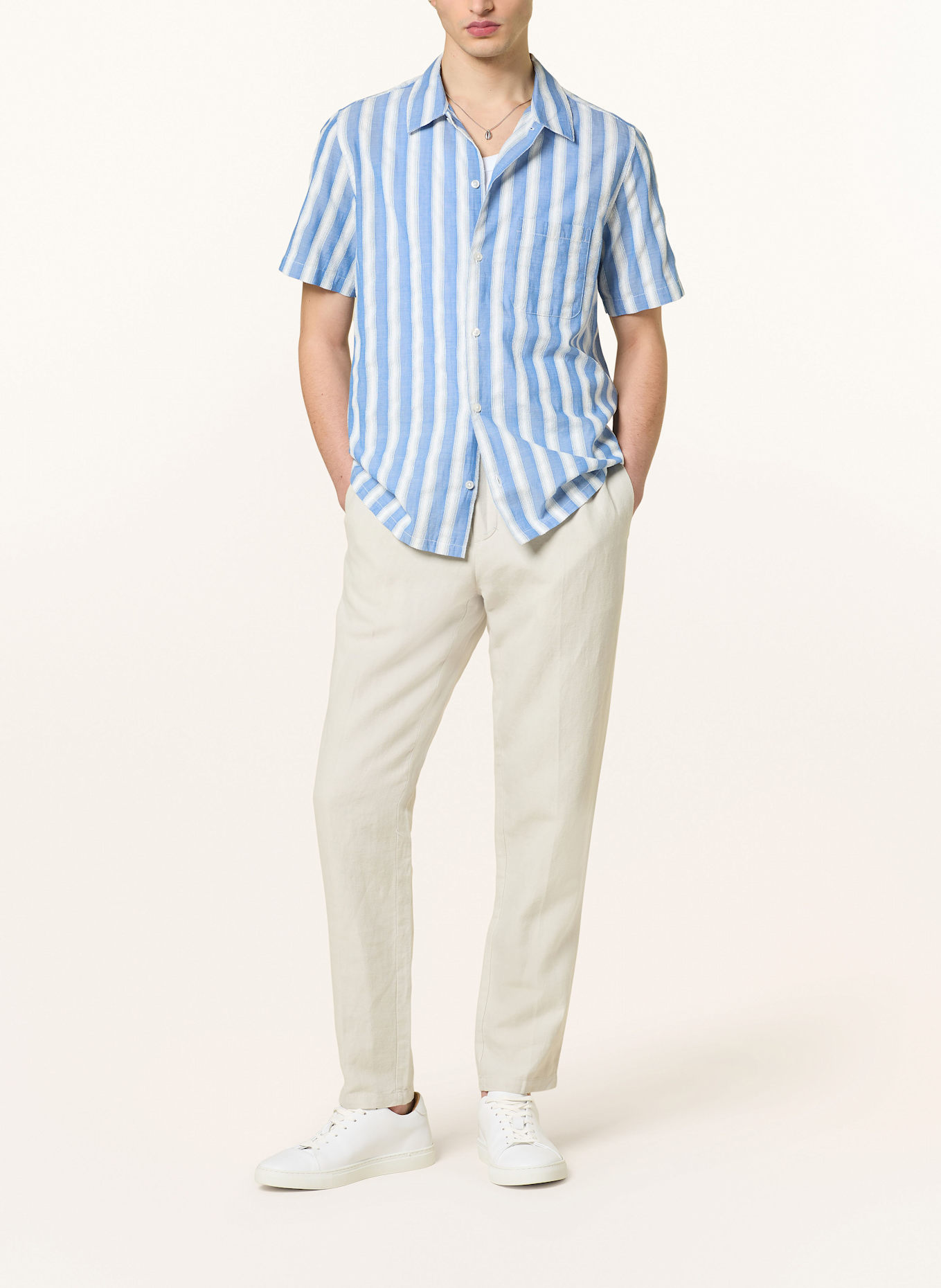 SAMSØE  SAMSØE Kurzarm-Hemd SAAVAN Regular Fit: BLAU / WEISS