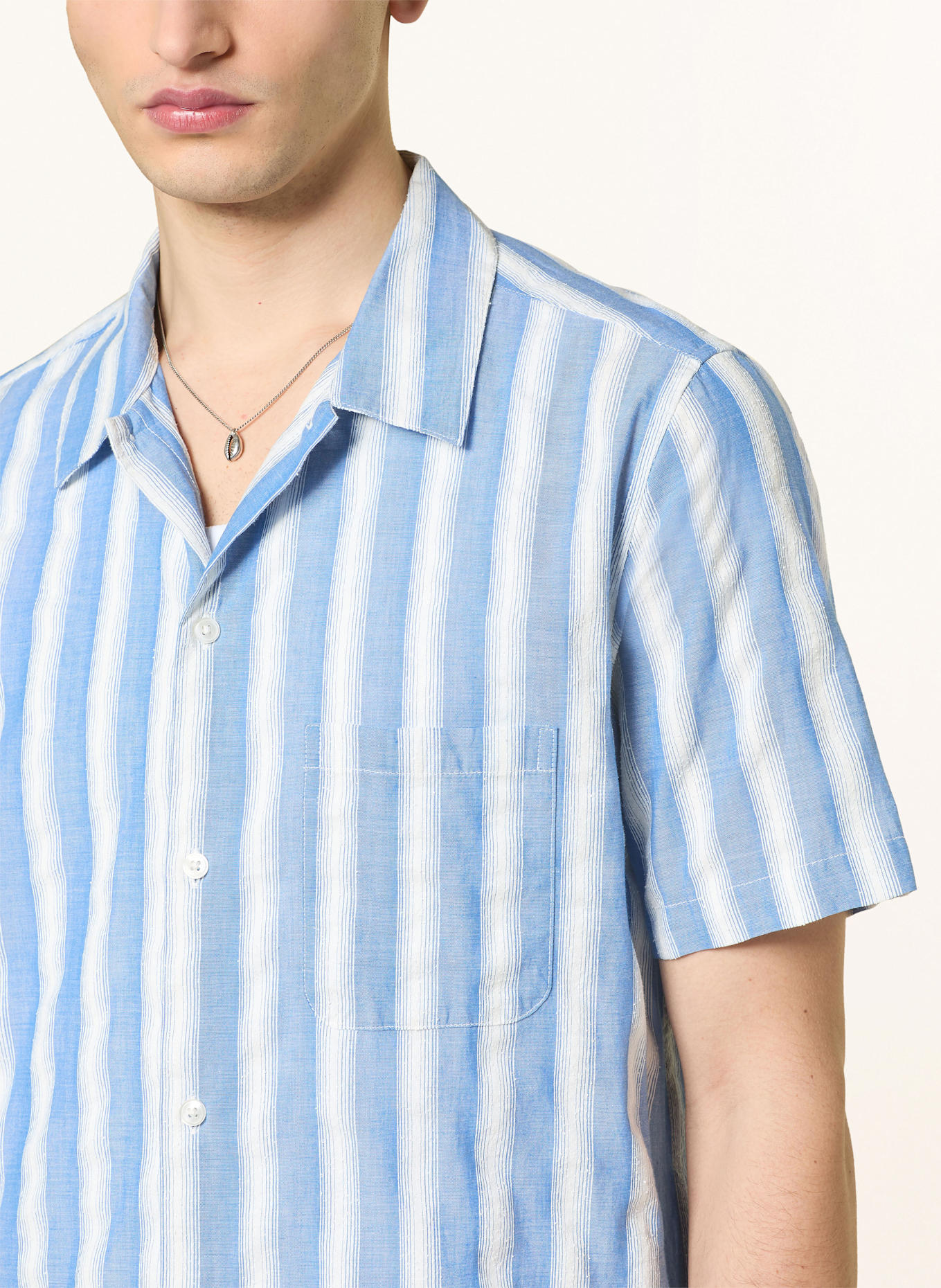 SAMSØE  SAMSØE Kurzarm-Hemd SAAVAN Regular Fit: BLAU / WEISS