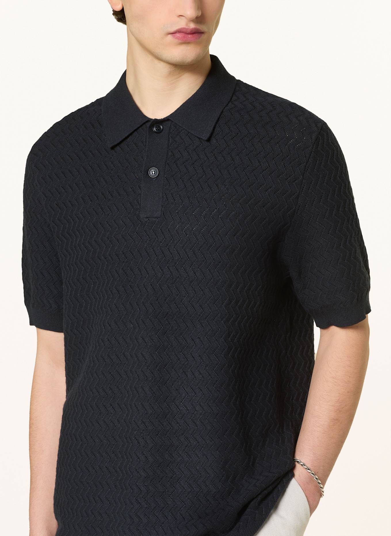 SAMSØE  SAMSØE Strick-Poloshirt SAMARKUS: DUNKELBLAU