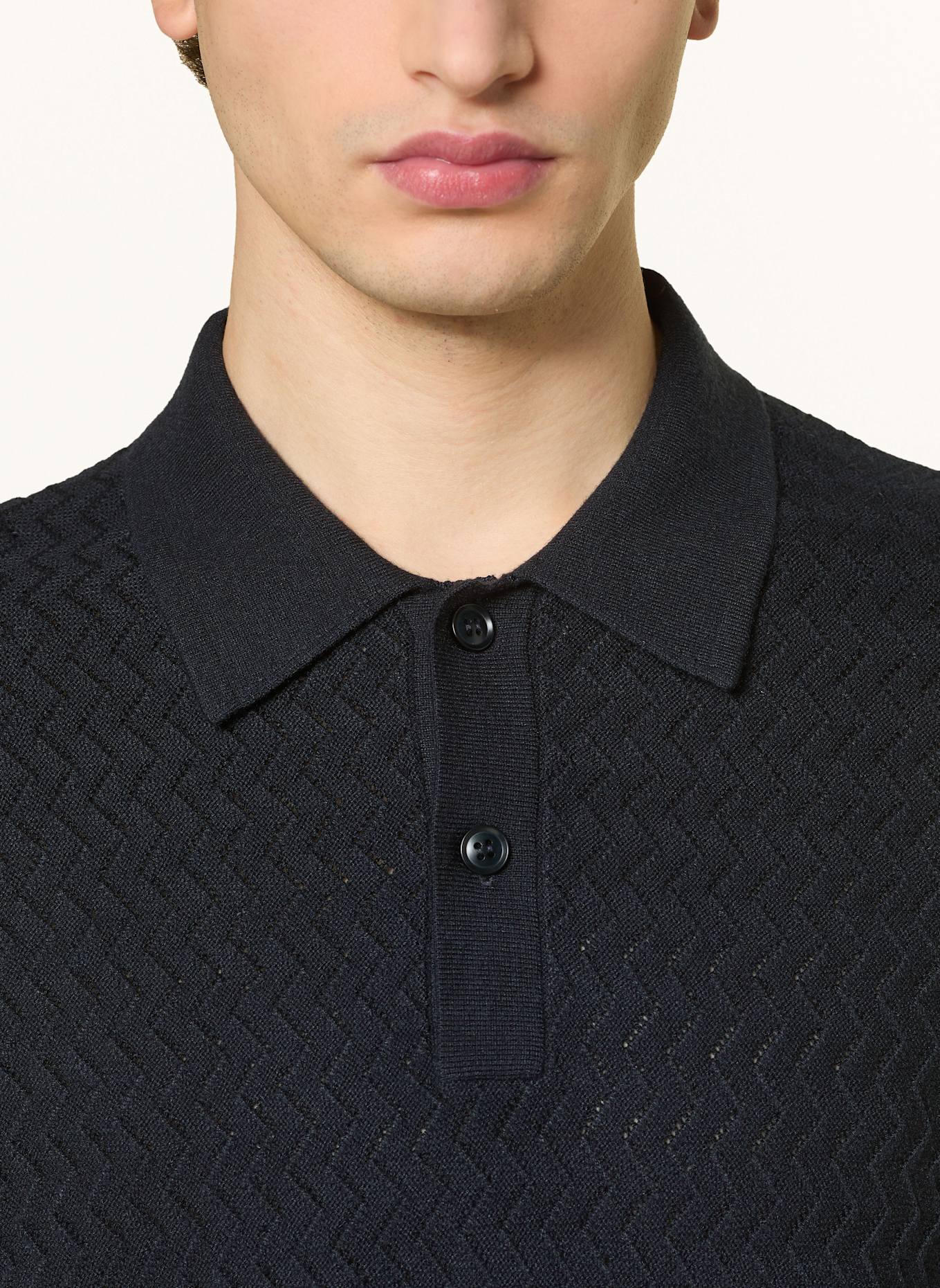 SAMSØE  SAMSØE Strick-Poloshirt SAMARKUS: DUNKELBLAU