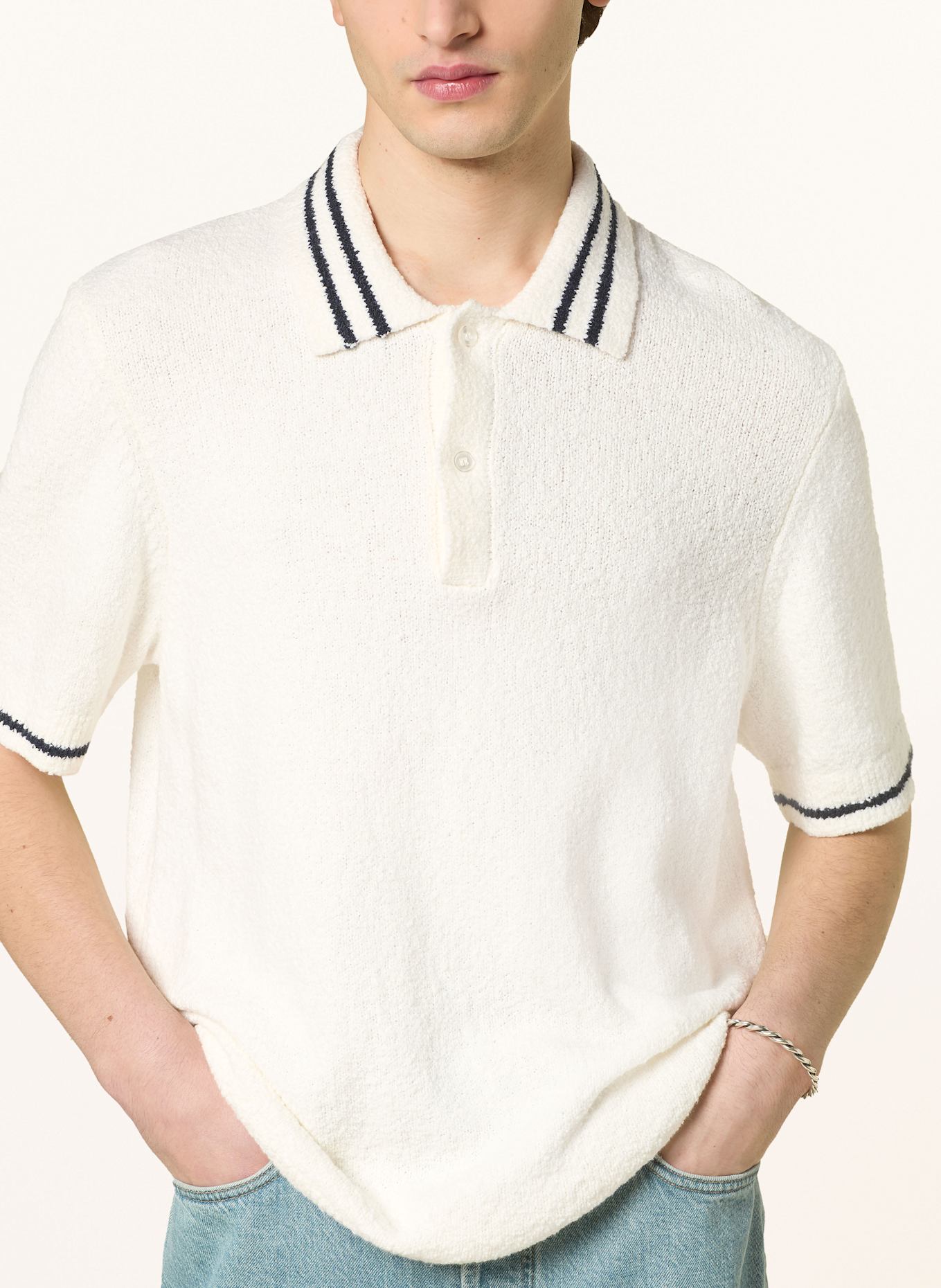 SAMSØE  SAMSØE Strick-Poloshirt SAPEDRO: ECRU