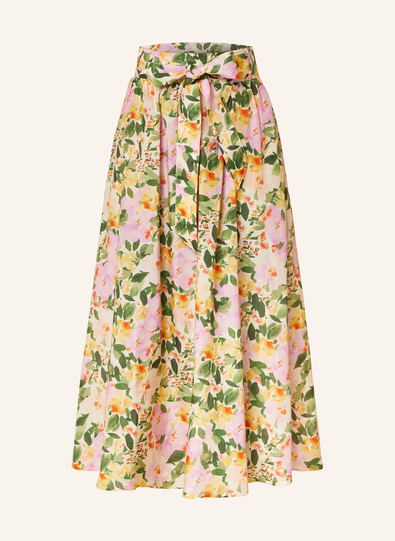 MORE & MORE Pleated skirt: PINK / GREEN / LIGHT ORANGE