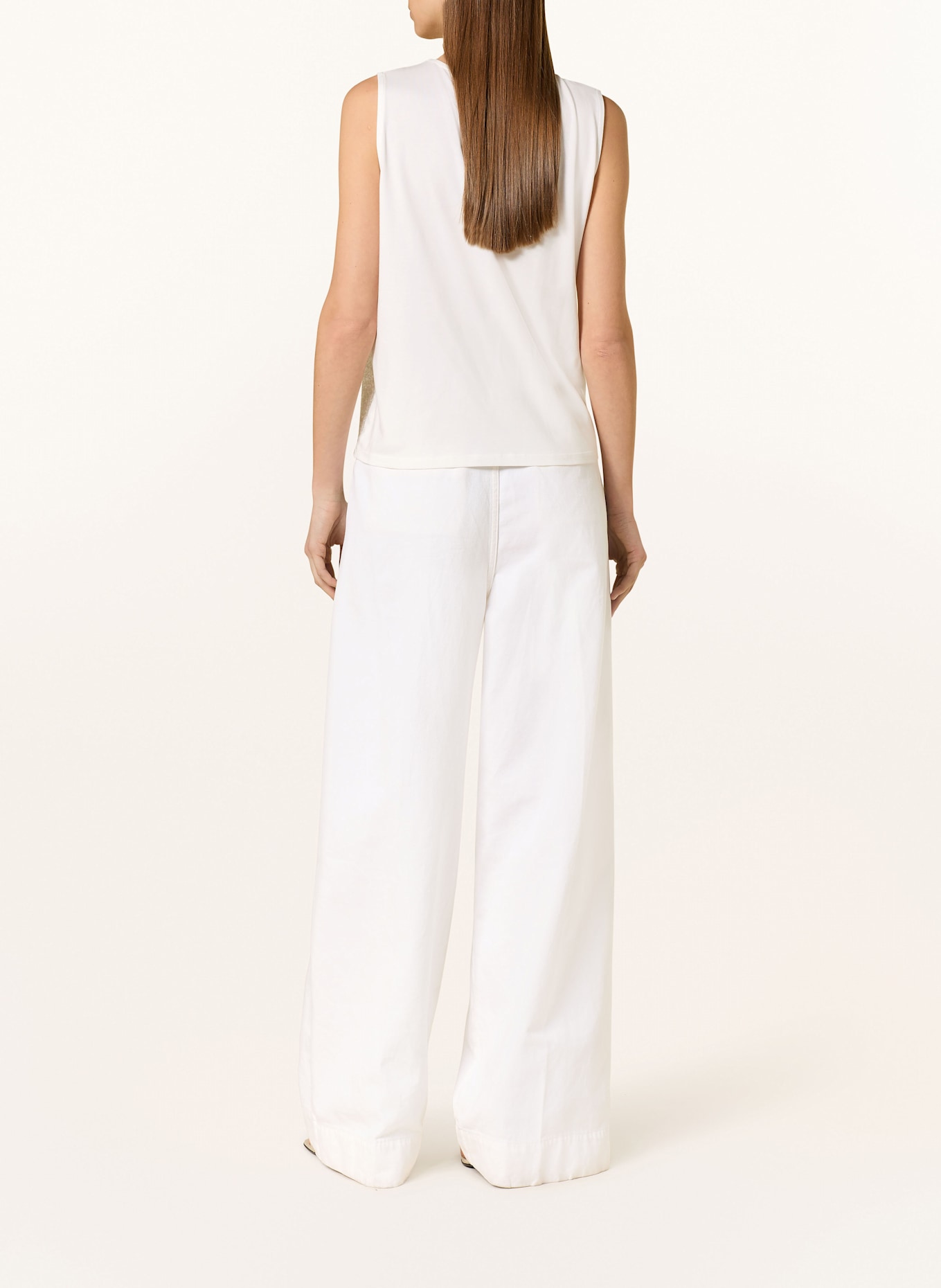 MORE & MORE Top z cekinami z mieszanki materiałów: BIAŁY