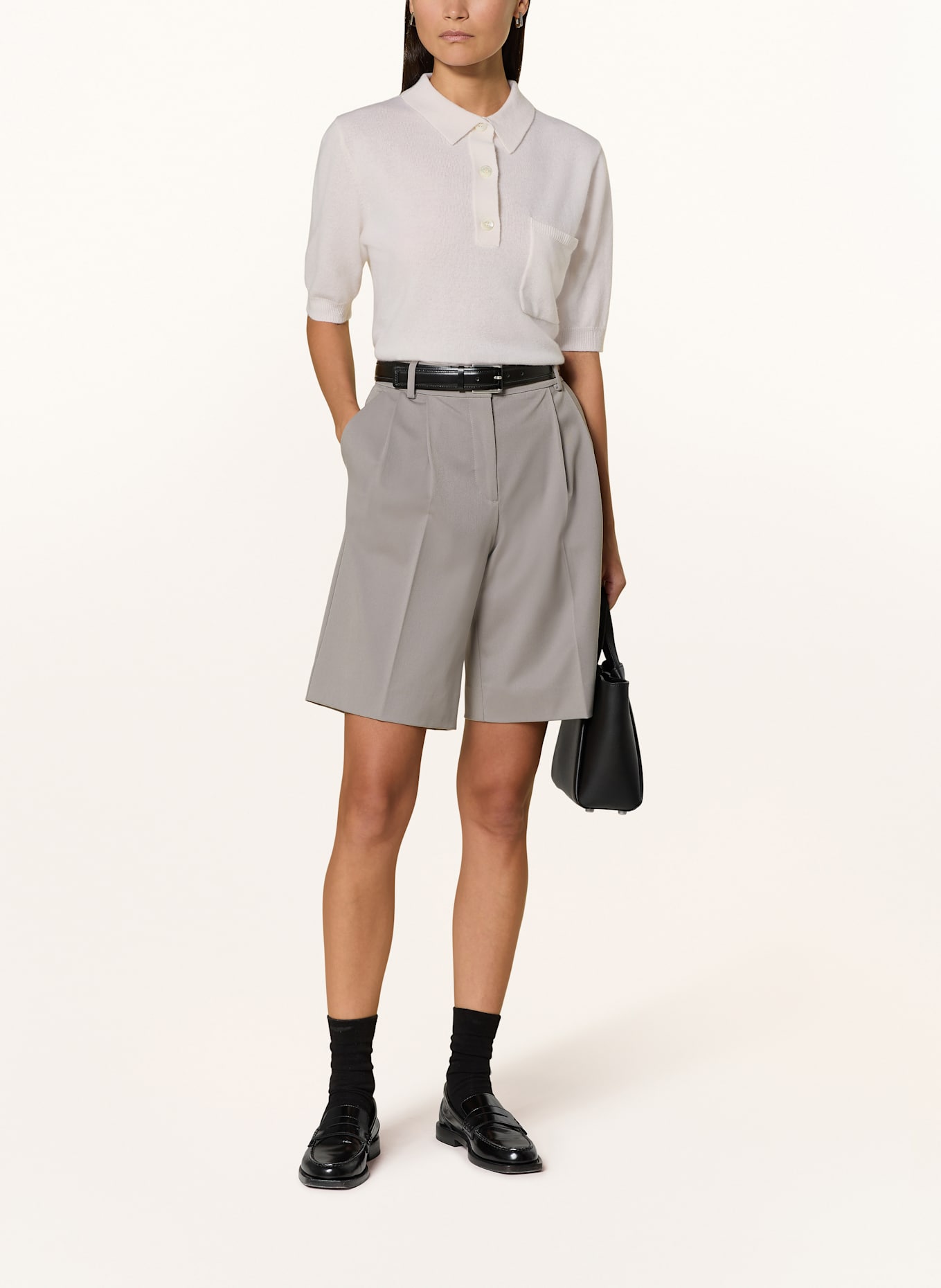 HEMISPHERE Koszulka polo z kaszmirowej dzianiny: BIAŁY