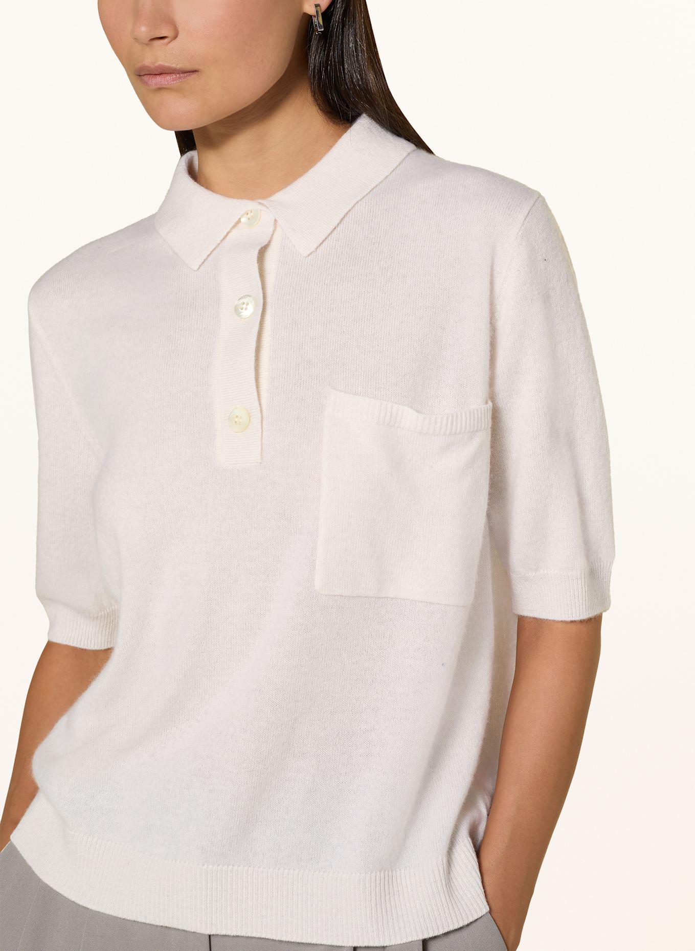 HEMISPHERE Koszulka polo z kaszmirowej dzianiny: BIAŁY