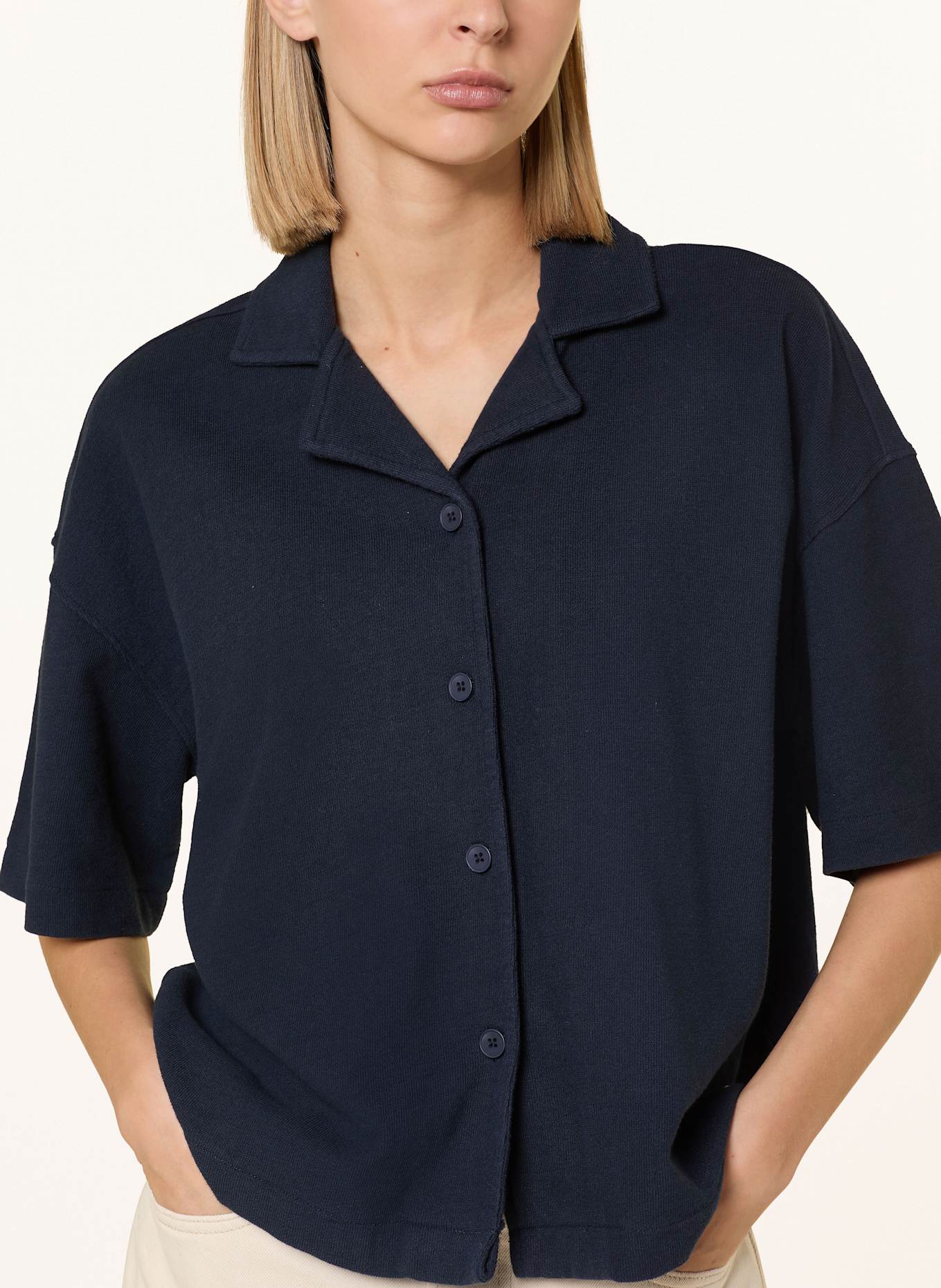 KnowledgeCotton Apparel Košilová halenka: TMAVĚ MODRÁ